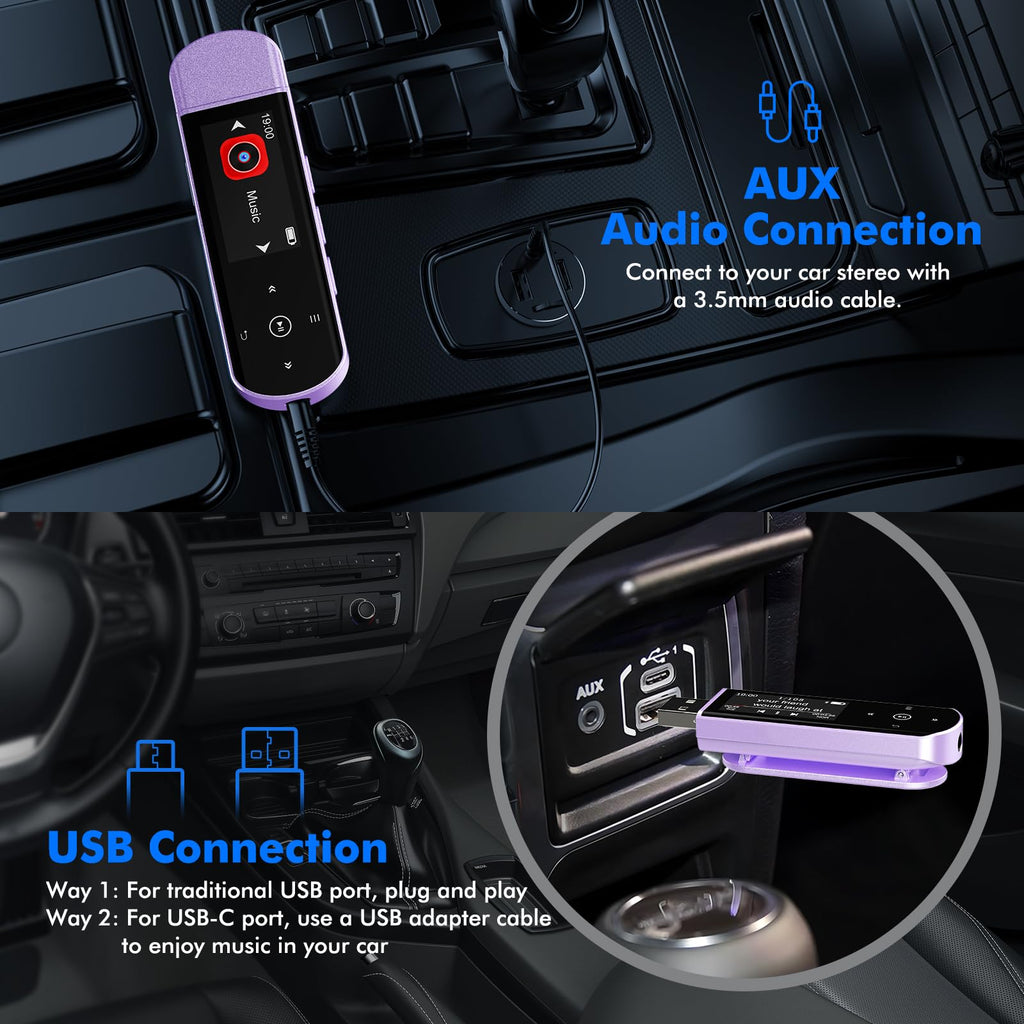 RUIZU 64GB USB MP3 Player with Bluetooth 5.3, Clip Jam Portable Music Player for Sports Running, USB MP3 Player Stick with FM Radio, Voice Recorder, Digital Audio Shuffle Repeat, Phone File Transfer