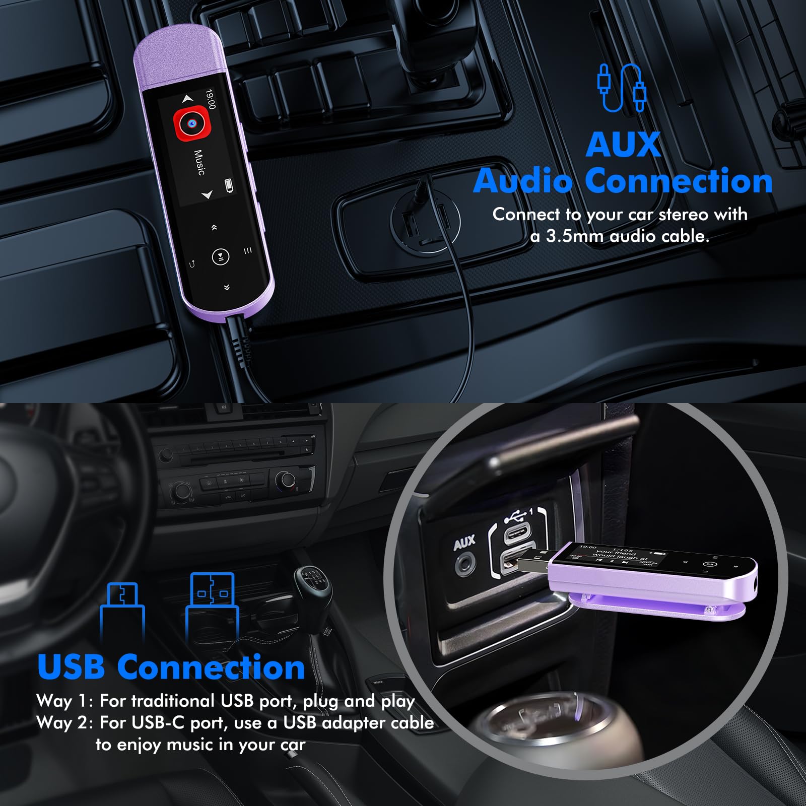 RUIZU 64GB USB MP3 Player with Bluetooth 5.3, Clip Jam Portable Music Player for Sports Running, USB MP3 Player Stick with FM Radio, Voice Recorder, Digital Audio Shuffle Repeat, Phone File Transfer