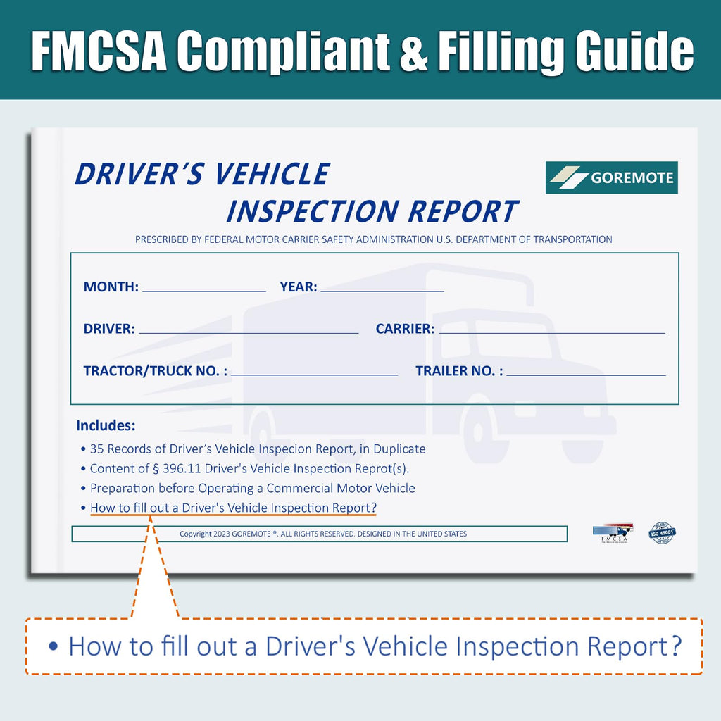 Detailed Driver's Vehicle Inspection Report, Daily Pre Trip Inspection Book for Trucker, 2-Ply Carbonless, 35 Sets of Forms per DVIR Log Book for Truck Drivers, 8.5" x 5.5", 1 Pack