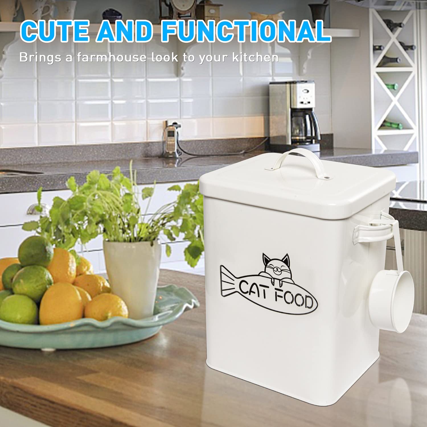 Vumdua Dog and Cat Food Storage Container, Farmhouse Pet Food Containers with Lid and Dry Food Scoop, Durable Airtight Great Gift for Pet Owners