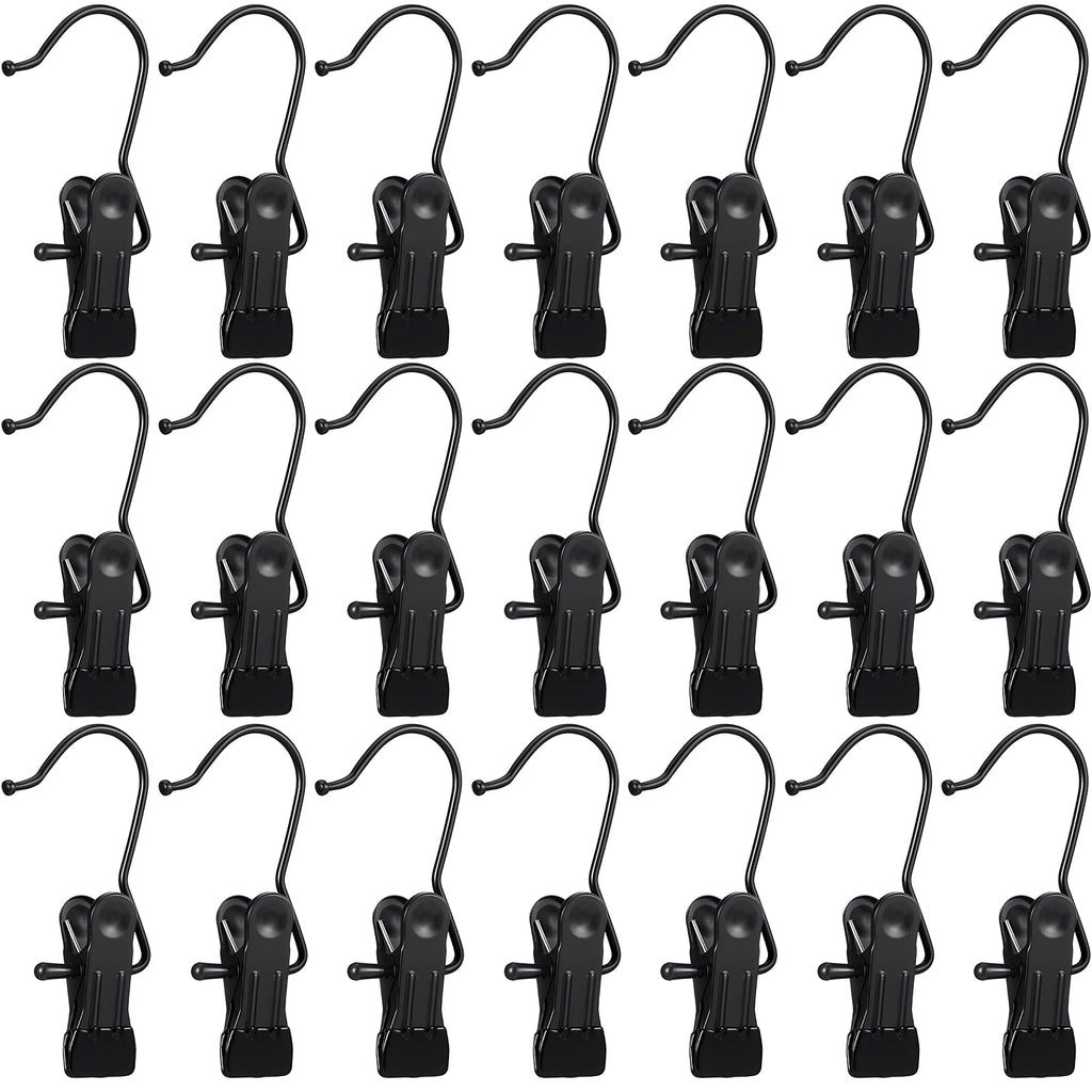 Hotop 20 Pieces Boot Hanger Clips for Closet, Laundry Hanging Hooks Heavy Duty Clips Boot Holder Portable Single Hooks Space Saving for Pants Jeans Clothes Hats Tall Towels (Black)