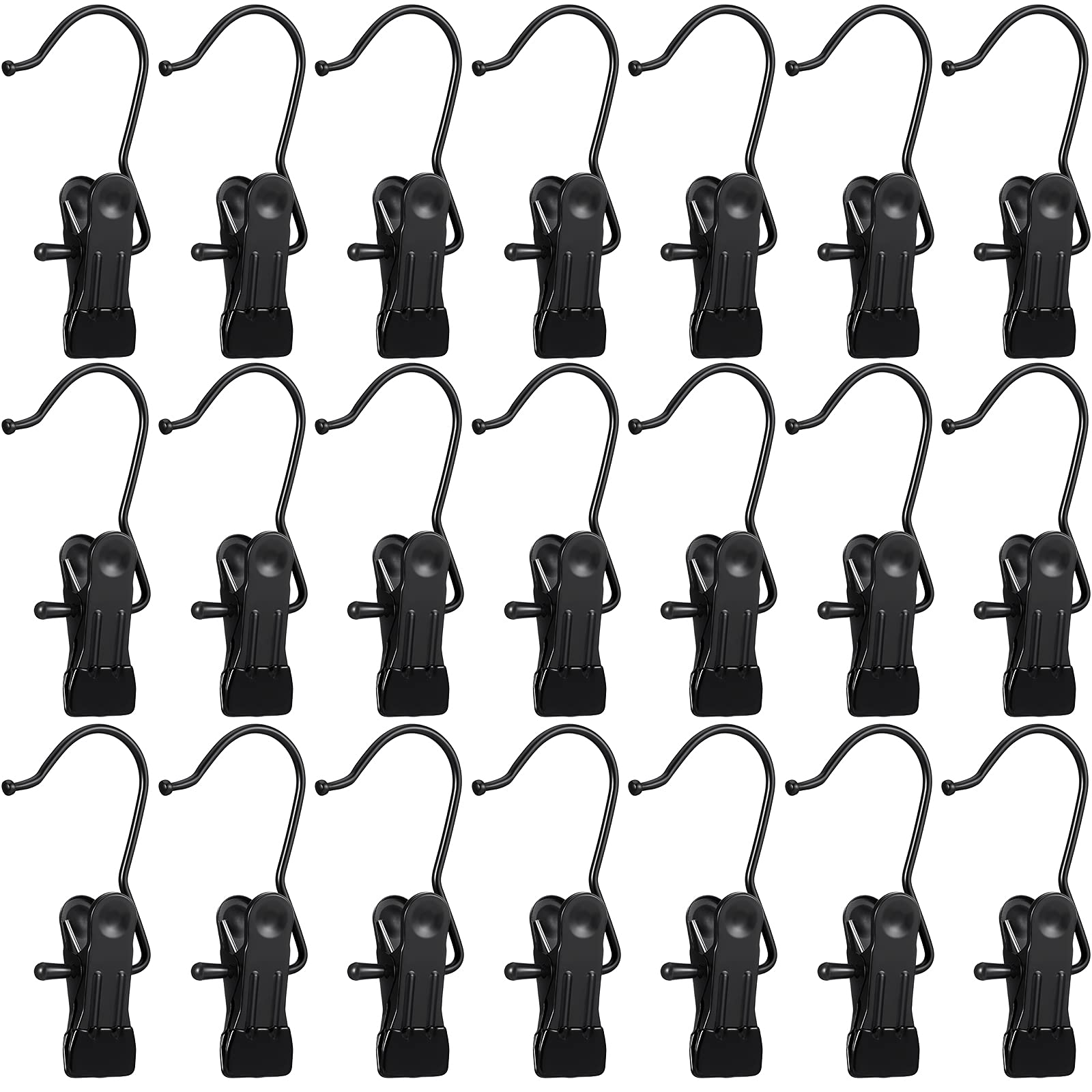 Hotop 20 Pieces Boot Hanger Clips for Closet, Laundry Hanging Hooks Heavy Duty Clips Boot Holder Portable Single Hooks Space Saving for Pants Jeans Clothes Hats Tall Towels (Black)