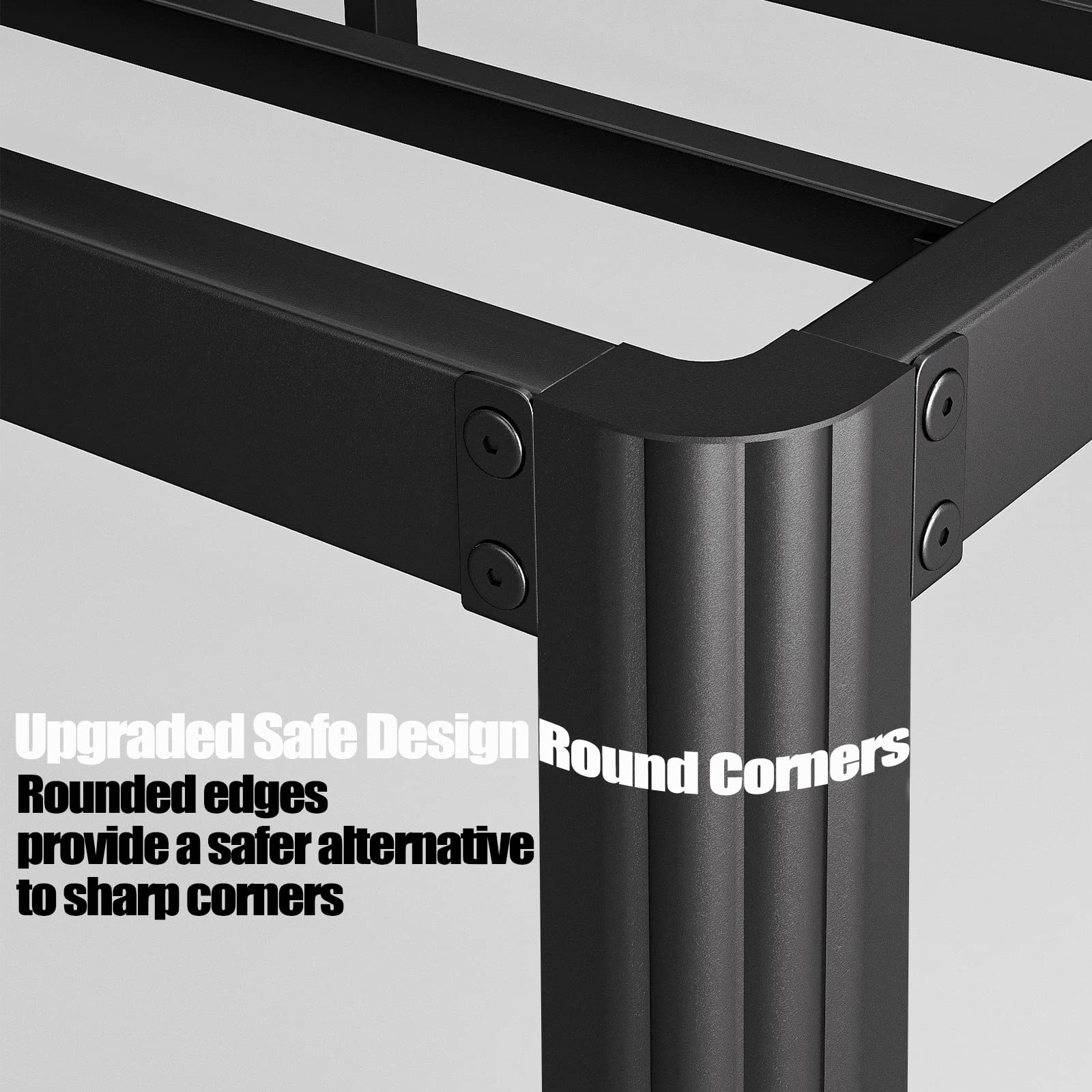 Hunlostten 16" Heavy Duty Twin Bed Frame No Box Spring Needed, Metal Platform Bed Frame Twin with Round Corners, Easy Assembly, Noise Free, Black