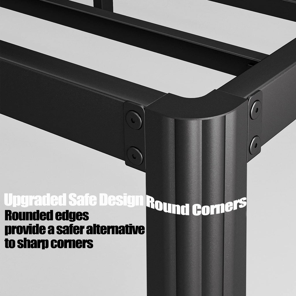 Hunlostten 16" Heavy Duty Twin Bed Frame No Box Spring Needed, Metal Platform Bed Frame Twin with Round Corners, Easy Assembly, Noise Free, Black