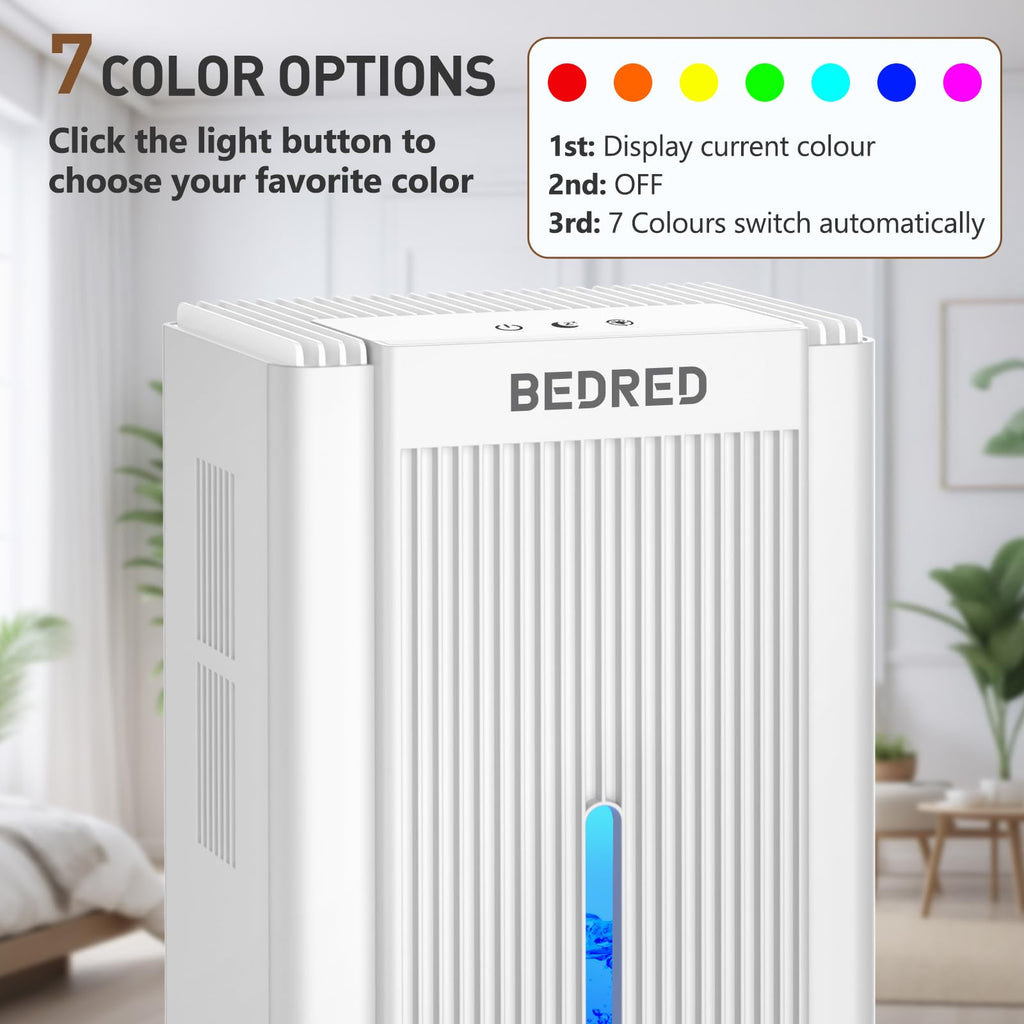 Dehumidifier, 95OZ Dehumidifier for Home 1000 Sq.Ft - Quiet with Auto Shut Off & Relaxing 7 Color Ambient Light,Ideal for Livingroom, Bedroom, Basement(White)
