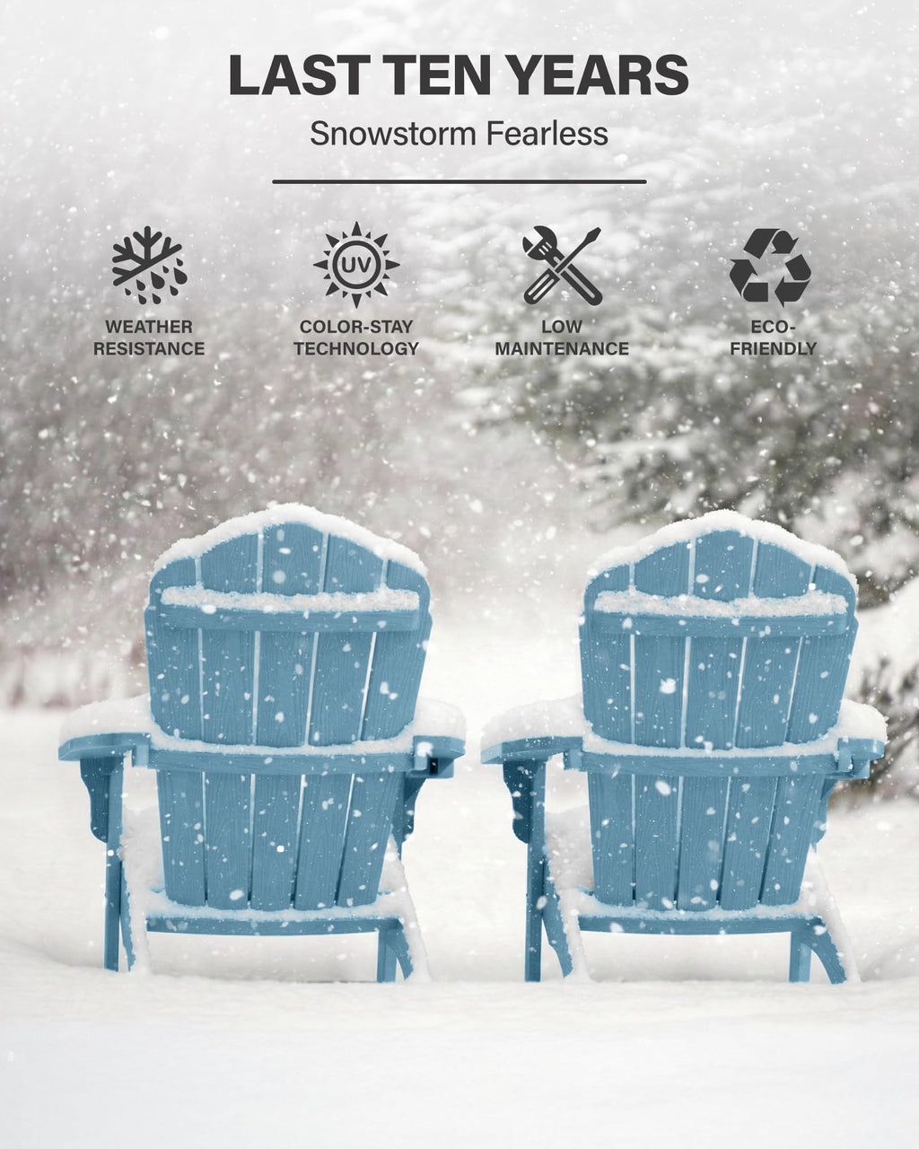 YEFU Oversized Plastic Adirondack Chair Set of 2 with Cup-Holder (Large Dual-Purpose), Weather Resistant, Poly Lumber Outdoor Chairs Duty Rating Widely Used in Patio, Lawn, Outside, Deck Chairs-Black