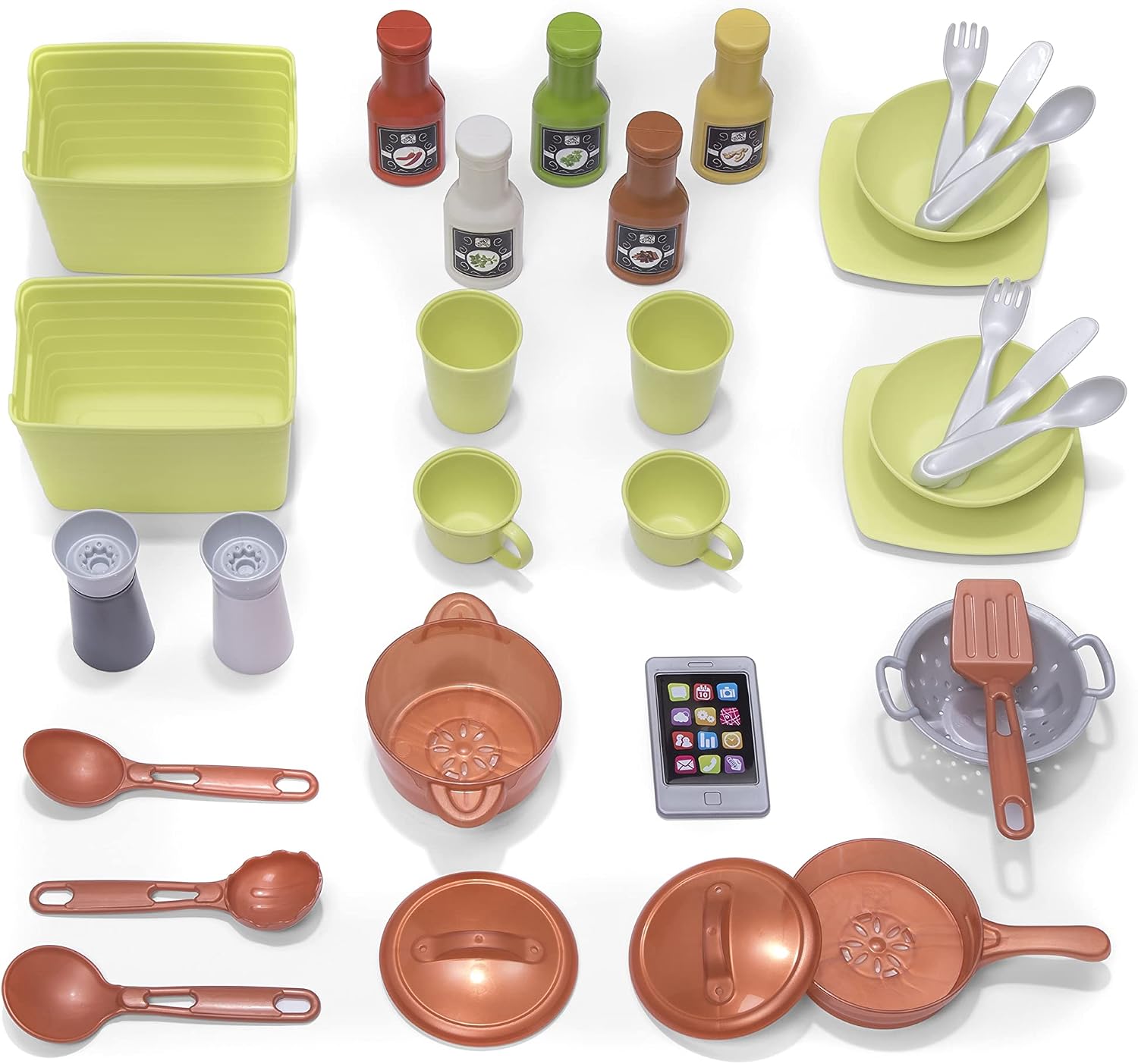 Step2 Modern Metro Kitchen Set for Kids – Includes 30+ Toy Kitchen Accessories, Interactive Features for Pretend Play – Indoor/Outdoor Toddler Playset – Dimensions 44.75" H x 46.5" W x 13.5" D