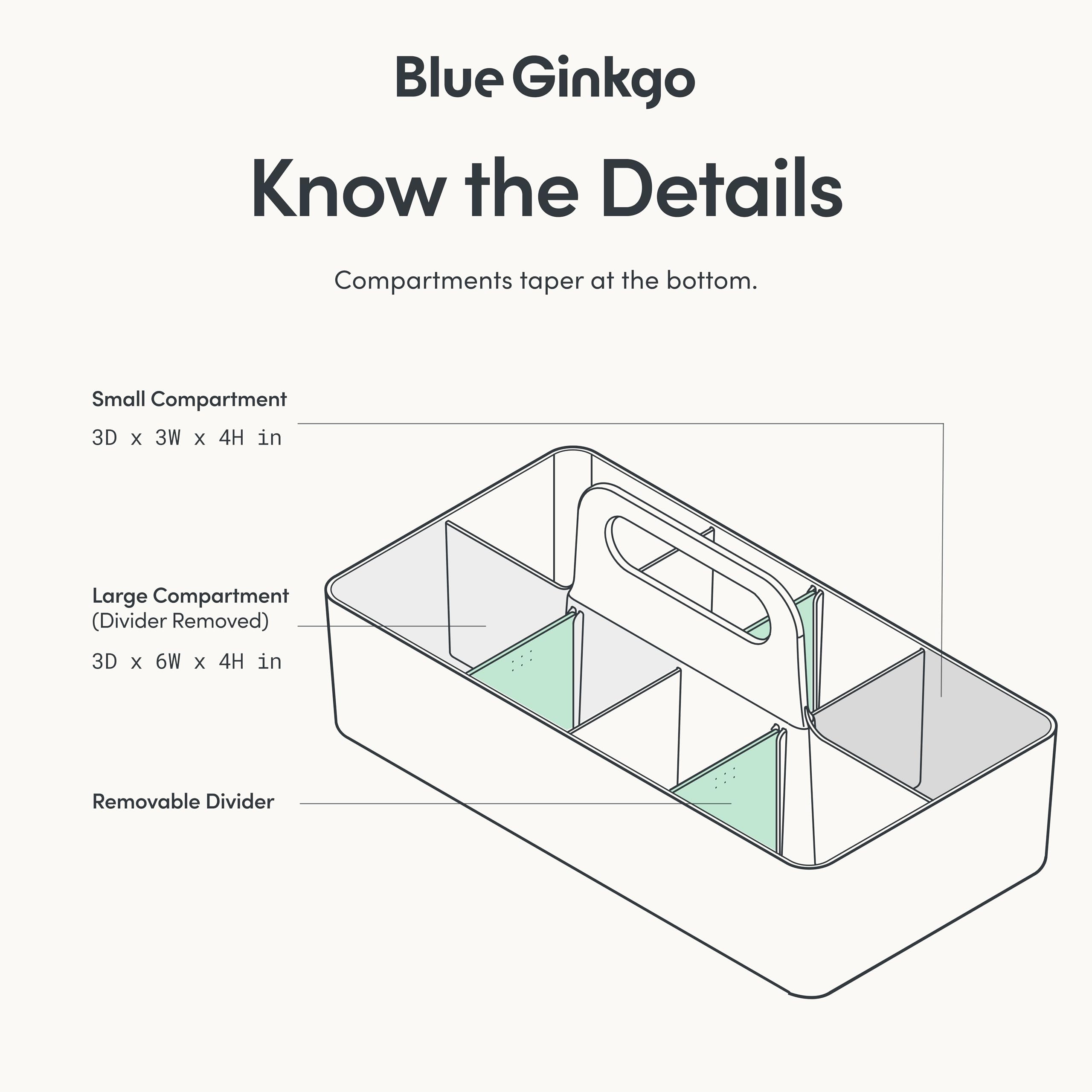 BLUE GINKGO Stackable Organizer Caddy – Korean-Made Portable Tote for Bathroom, Office, Crafts, or School Supplies (Long Rectangle, Blue)