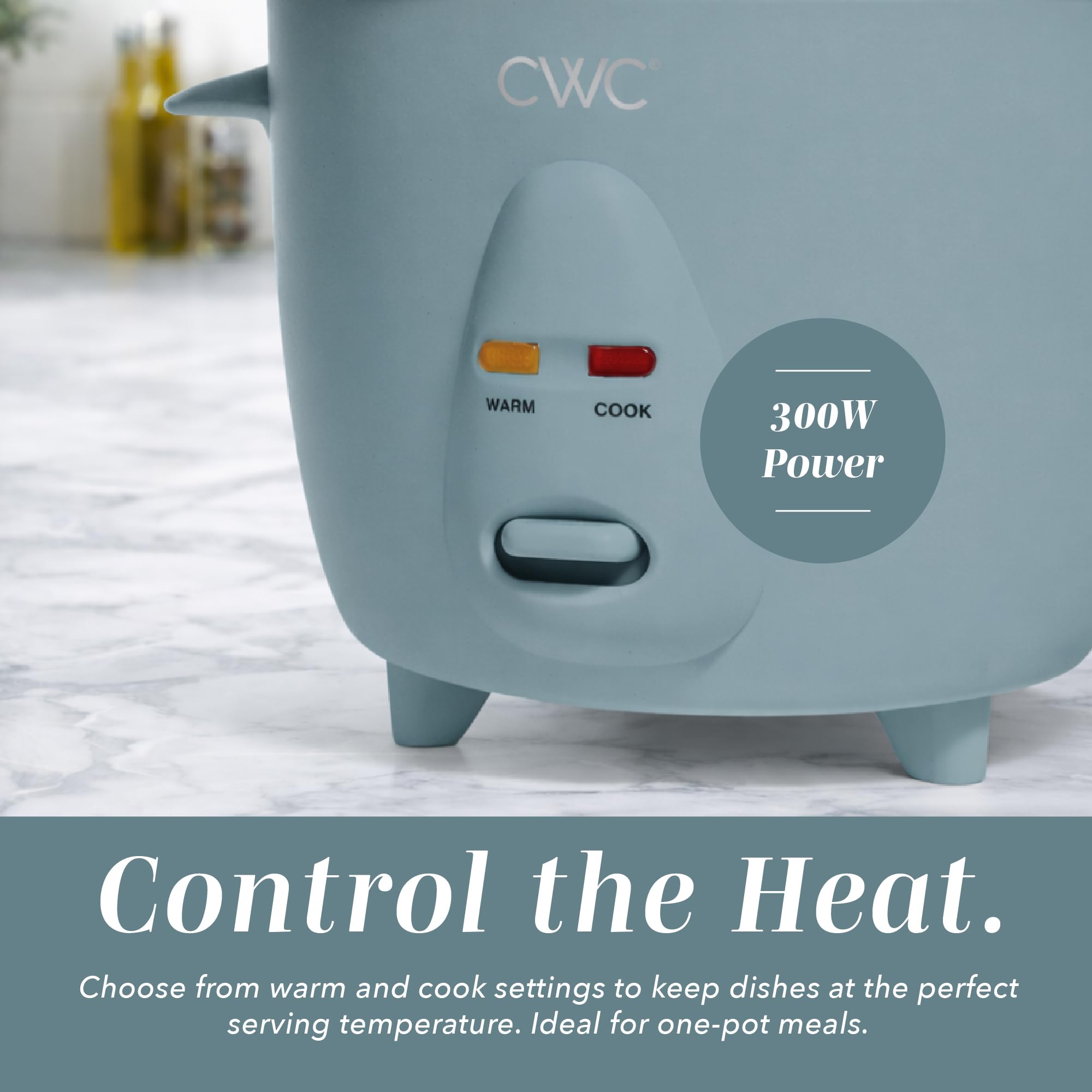COOK WITH COLOR 6 Cup Rice Cooker 300W - Effortless Cooking and Perfectly, Cooks 3 Cups of Raw Rice for 6 Cups of Cooked Rice, Floral Blue