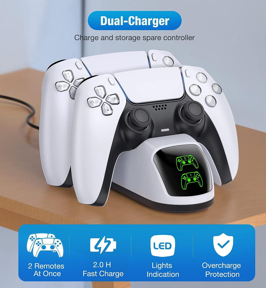 Controller Charging Station for PlayStation 5 Dualsense Controller with Dual Stand Charger Dock, Upgrade Charger for PS5 Accessories Fast Charging Cable, Charging Station Black for PS5