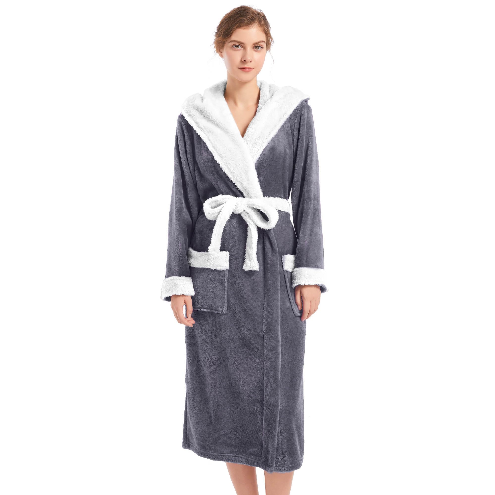 Inner Wish Women Hooded Plush Robe, Fleece Highly Absorbent Cozy Warm Bathrobe