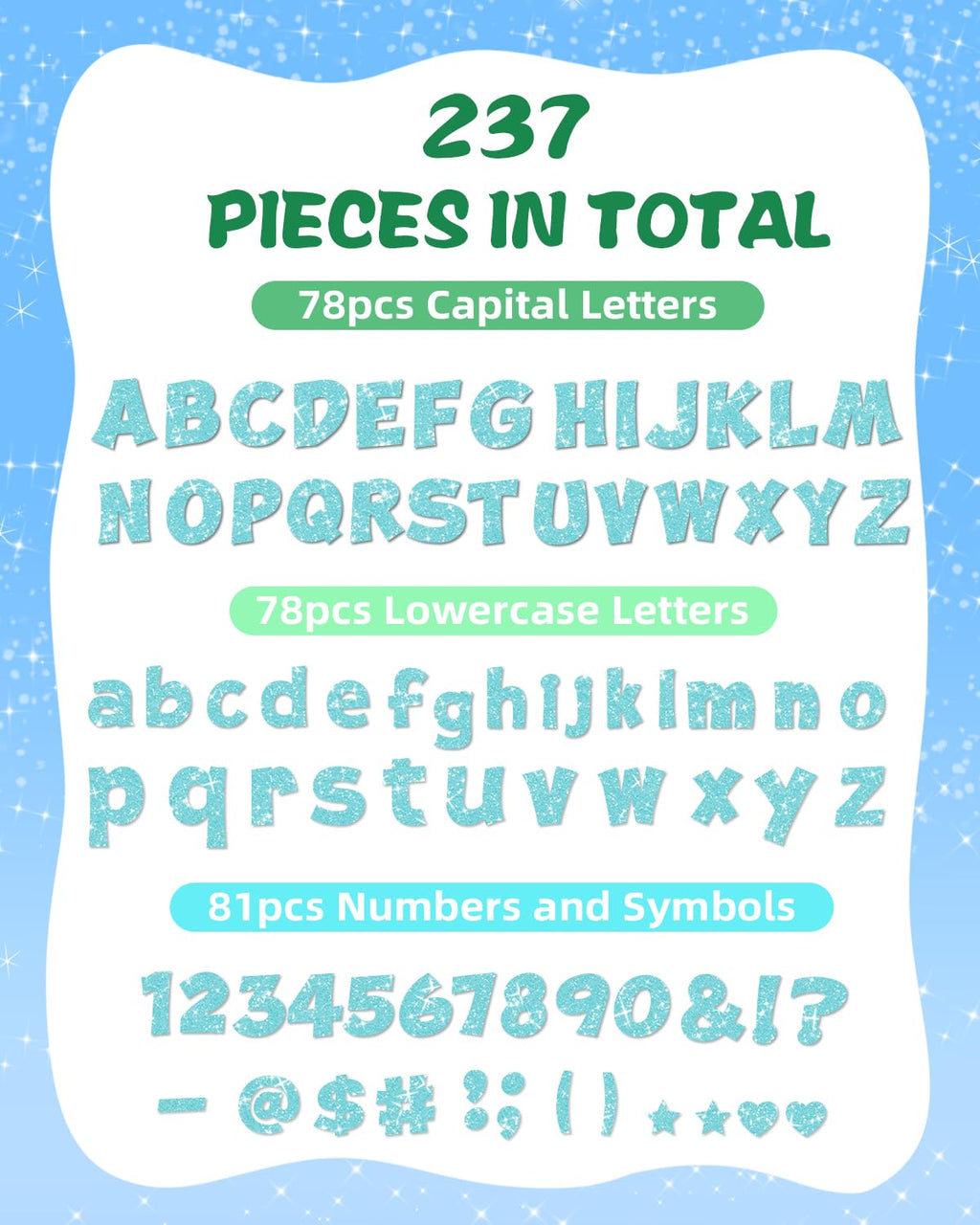 237 Pcs Glitter Bulletin Board Letters, Numbers and Punctuation, Poster Board Letters Alphabet Cut Out Cardboard Letters Accessories for Classroom Display Decorating Supplies 4inch (Black)