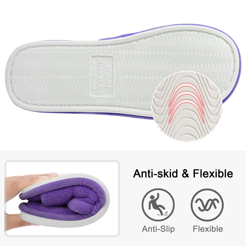 shevalues Terry Cloth Open Toe Slippers for Women Memory Foam Slip On House Slippers