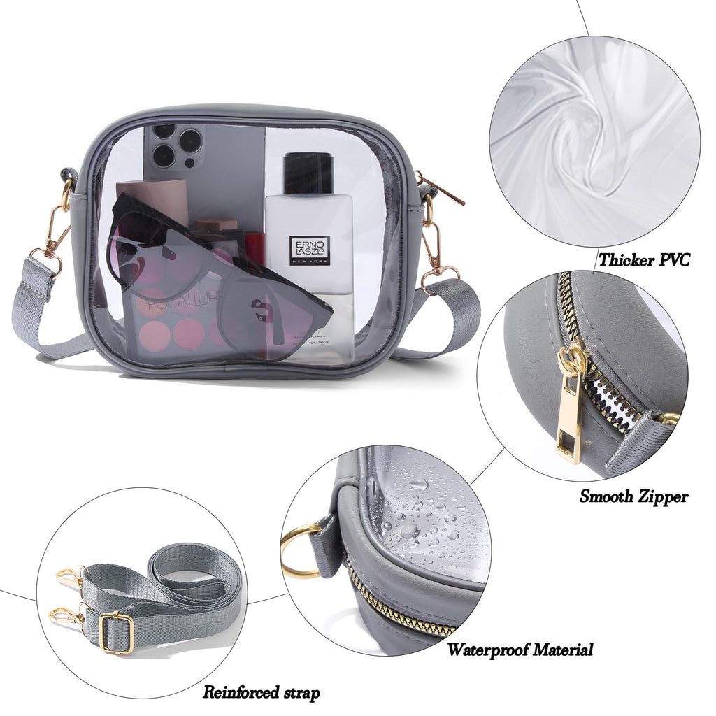 TOBVZOO Clear Bag Stadium Approved, Crossbody Transparent Bag for Concerts Sports Events, Purses for Men & Women