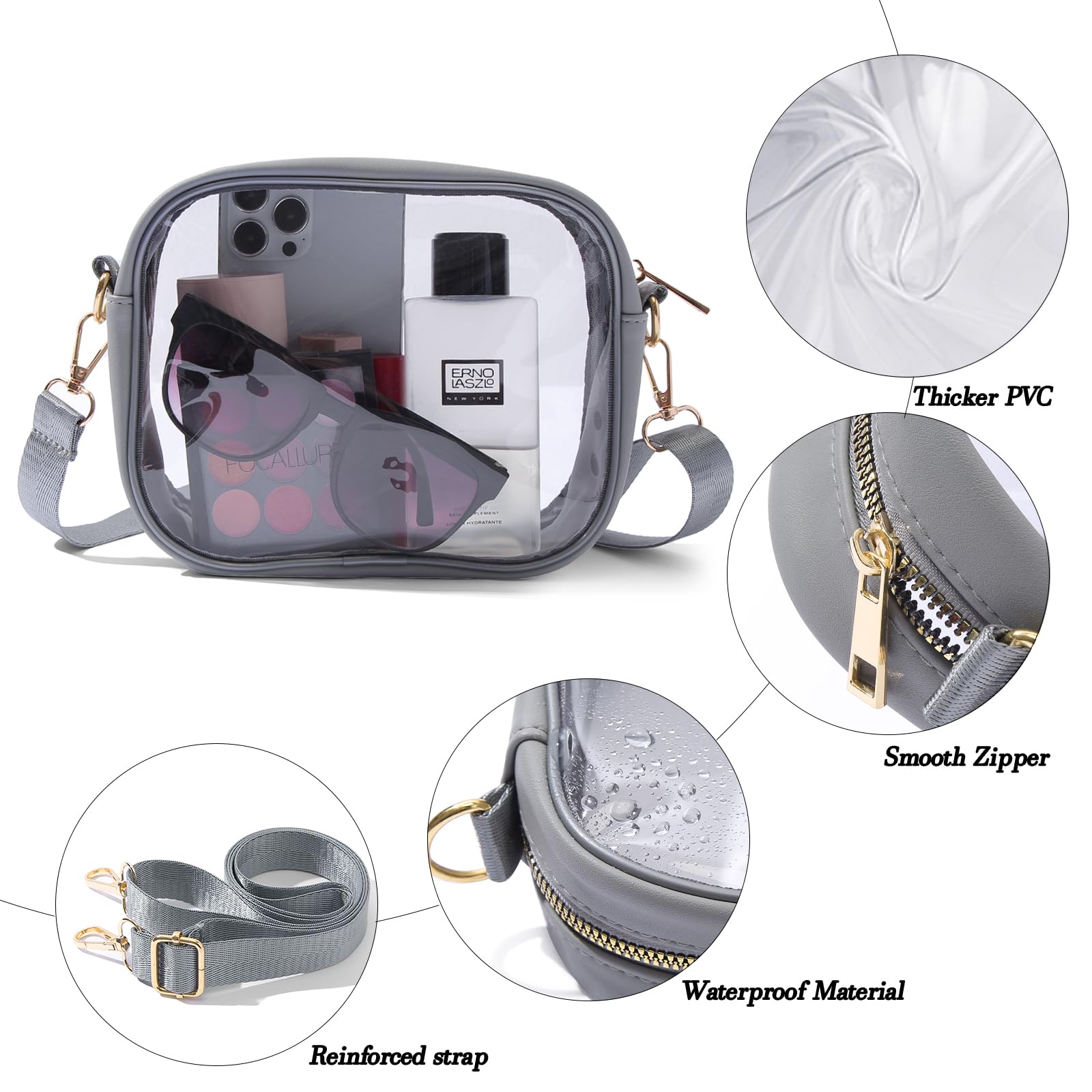 TOBVZOO Clear Bag Stadium Approved, Crossbody Transparent Bag for Concerts Sports Events, Purses for Men & Women