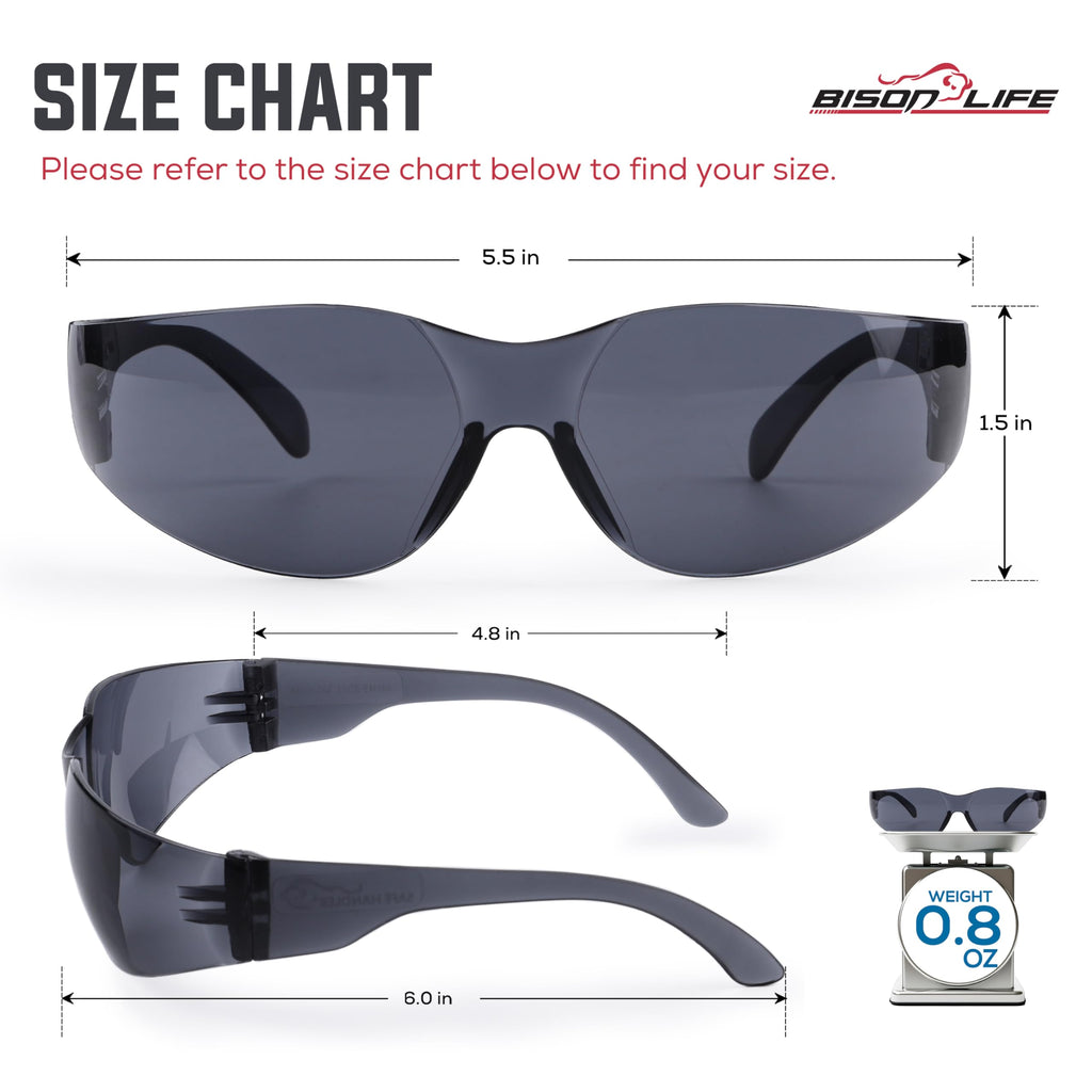 BISON LIFE Clear Safety Glasses – ANSI Z87.1 Certified Scratch & Impact Resistant Eye Protection Goggles for Men & Women