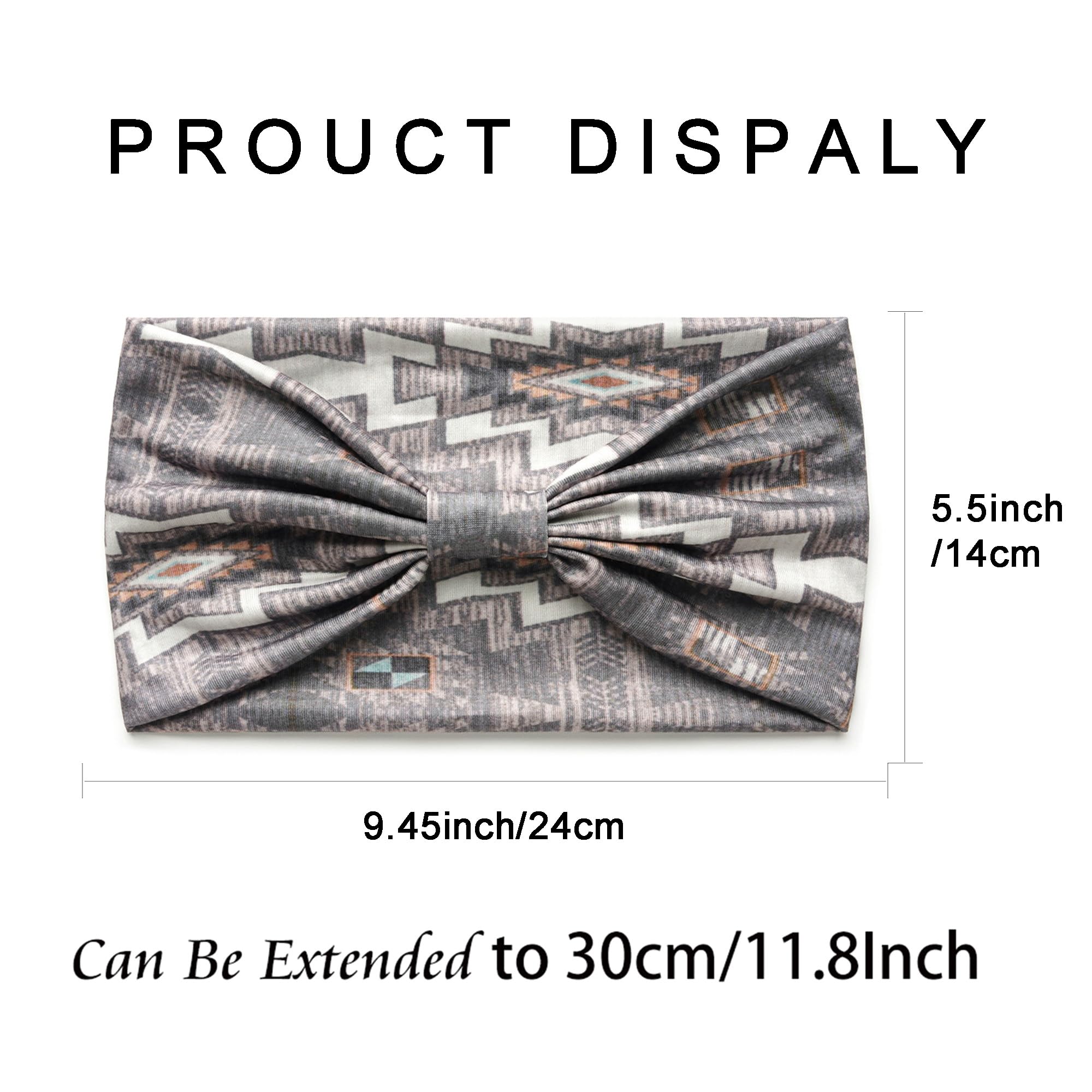Boho Headbands For Women Fashion Stretch Wide Hair Bands Knoted Turban Head Bands Yoga Running Sweatband Elastic Headband Stylish Wrap Headbands Hair Accessories for Teen Girls 4 Pack