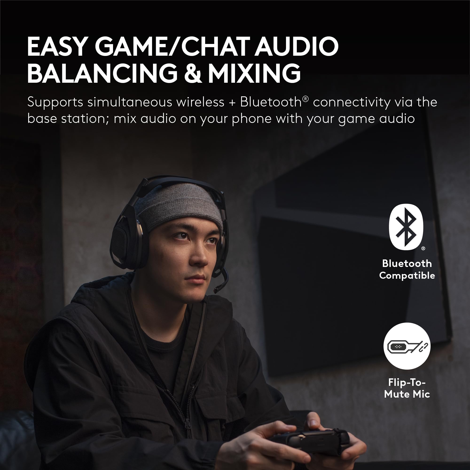 Logitech G Astro A50 X Multi-Platform Wireless Gaming Headset + Base Station for PS5/Xbox/PC: PLAYSYNC Video & Audio Switcher, HDMI 2.1 4K 120Hz VRR, <24bit/48kHz, 24hr Battery, 2.4GHz & BT - Black