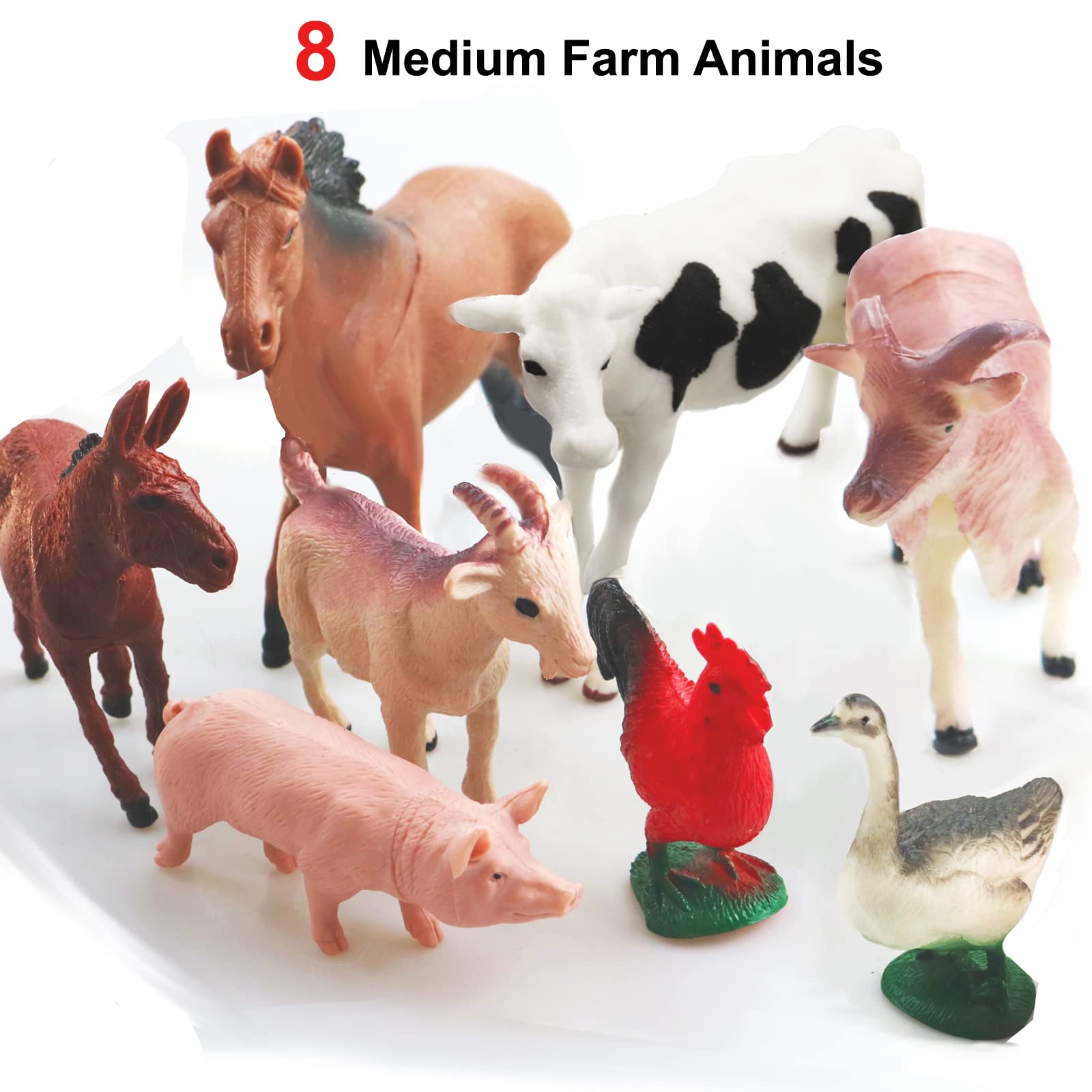 15 Pcs Mini Figures Toys Realistic Farm Animal Figurines, Plastic Learning Educational Playset Animal Themed Party Supplies Cake Topper Ornaments for Easter Egg Birthday Christmas