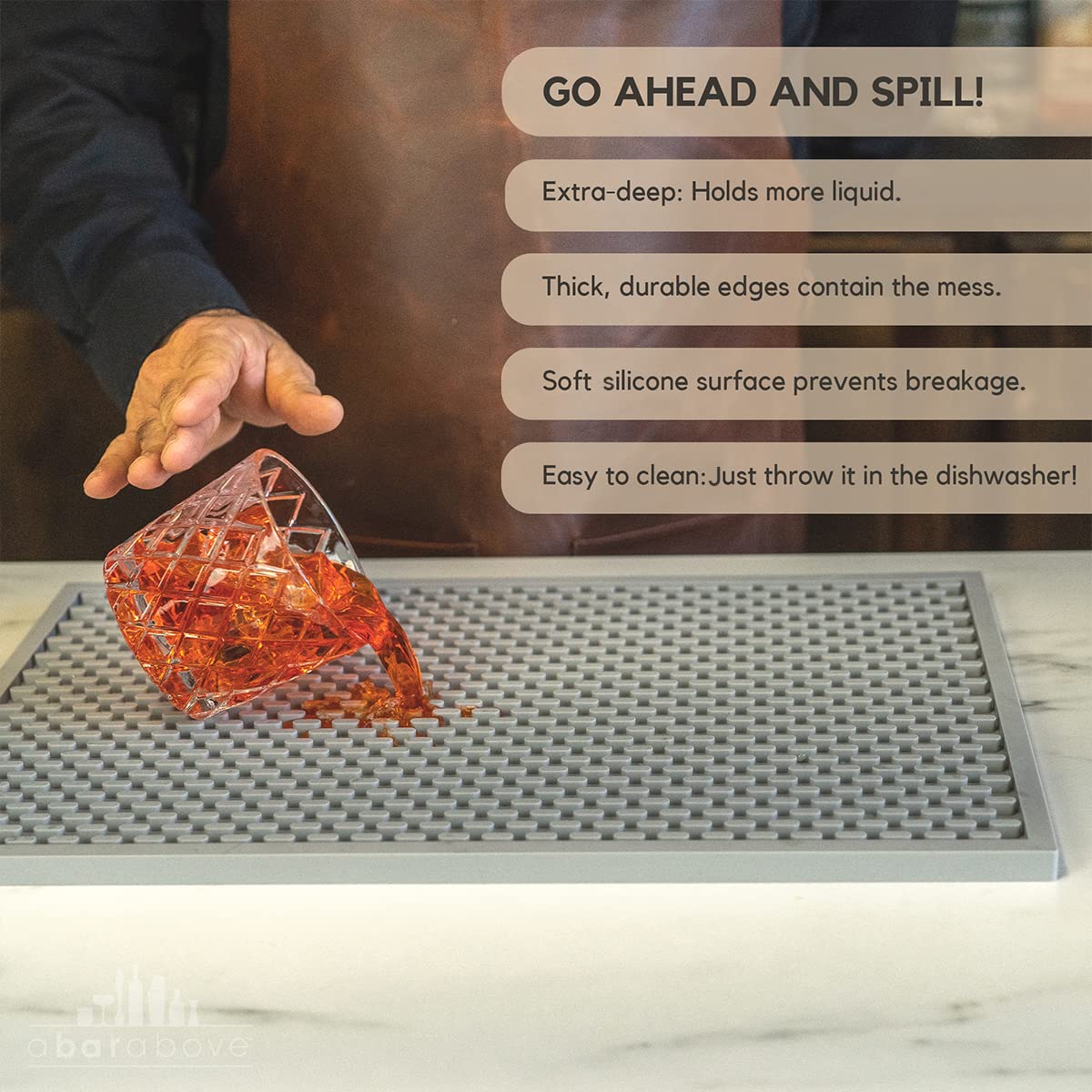 Premium A Bar Above Heavy Duty Bar Mat, Food Safe Silicone Mat, Mats for Bartending and Coffee, Commercial Strength Bartender Accessories, Dish Drying Mats for Kitchen Counter, Barista Accessories