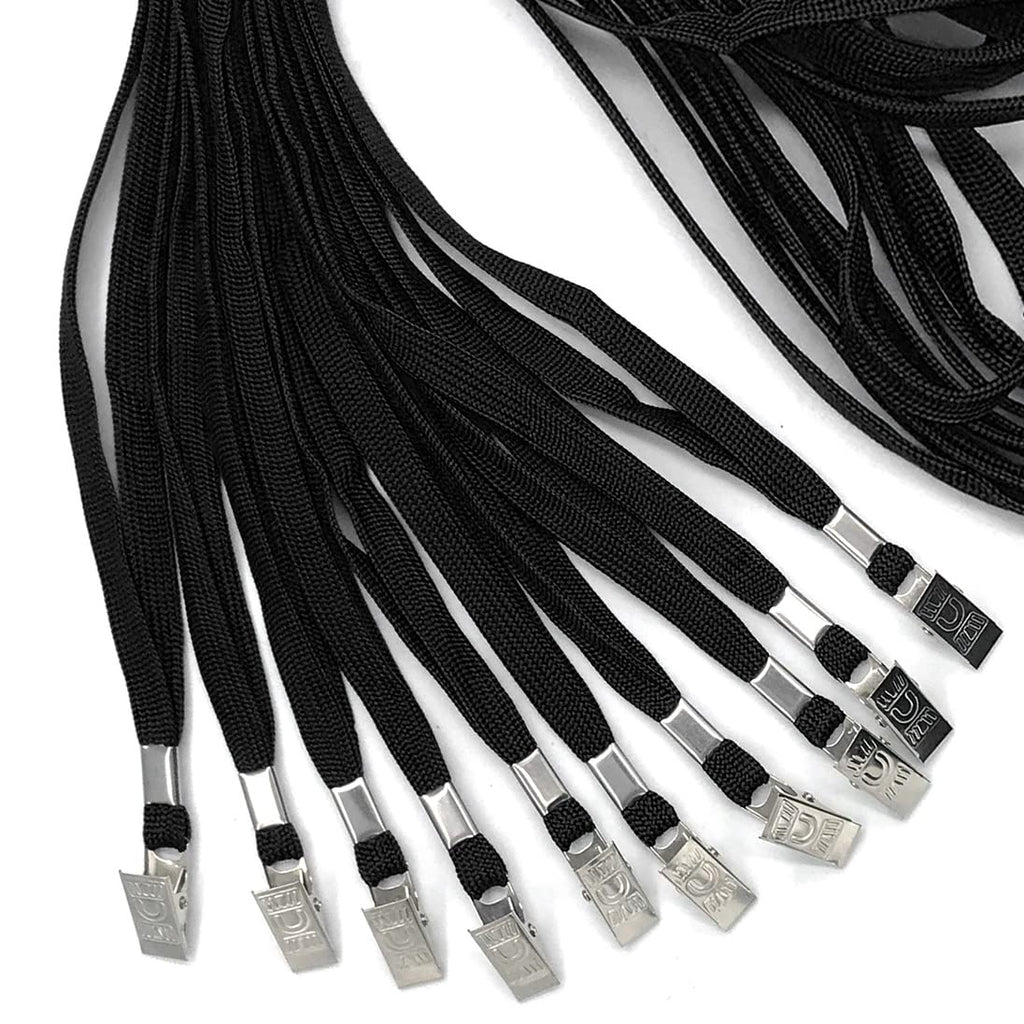 Bird Fiy Black Lanyards 100 Pack Bulk Badge Lanyards with Clip Neck Flat Lanyard with Badge Lanyard Bulldog Clip