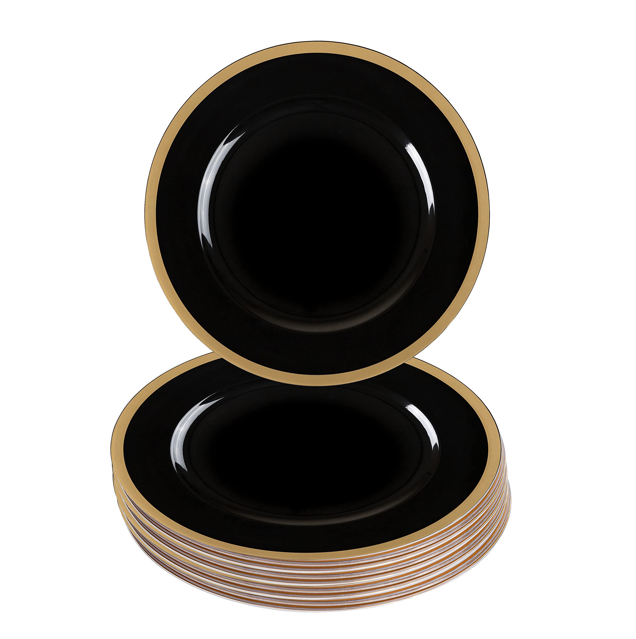 PARTY BARGAINS 13-Inch Charger Plates - 96 Pack, Clear Gold Rim, Heavy-Duty Disposable Chargers for Elegant Dining - Ideal for Weddings and Formal Events