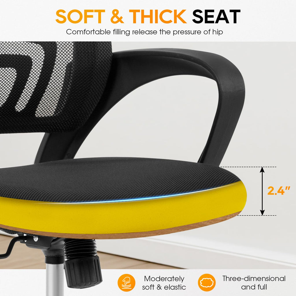 BestOffice Home Office Chair Ergonomic Desk Chair Mesh Computer Chair with Lumbar Support Armrest Executive Rolling Swivel Adjustable Mid Back Task Chair for Women Adults, Black (Black)