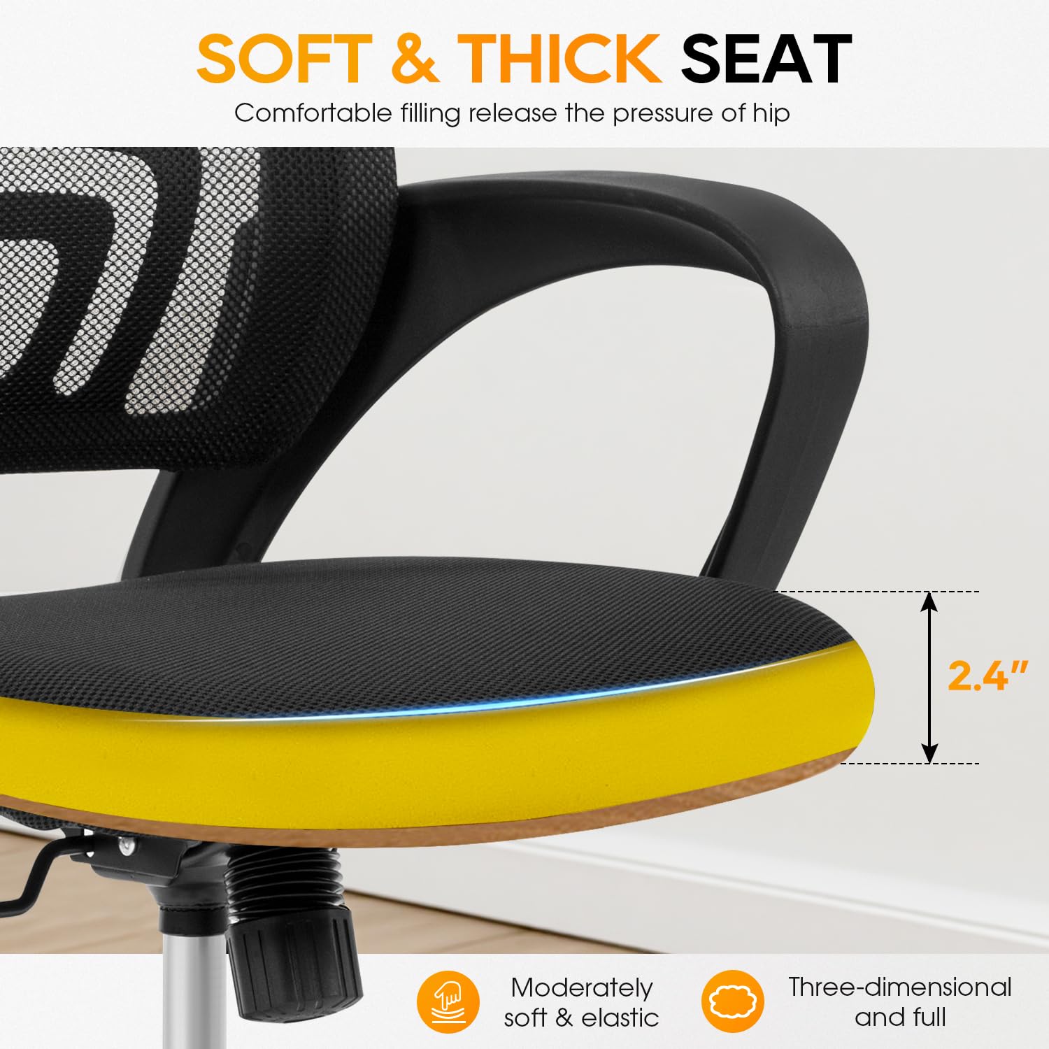 BestOffice Home Office Chair Ergonomic Desk Chair Mesh Computer Chair with Lumbar Support Armrest Executive Rolling Swivel Adjustable Mid Back Task Chair for Women Adults, Black (Black)