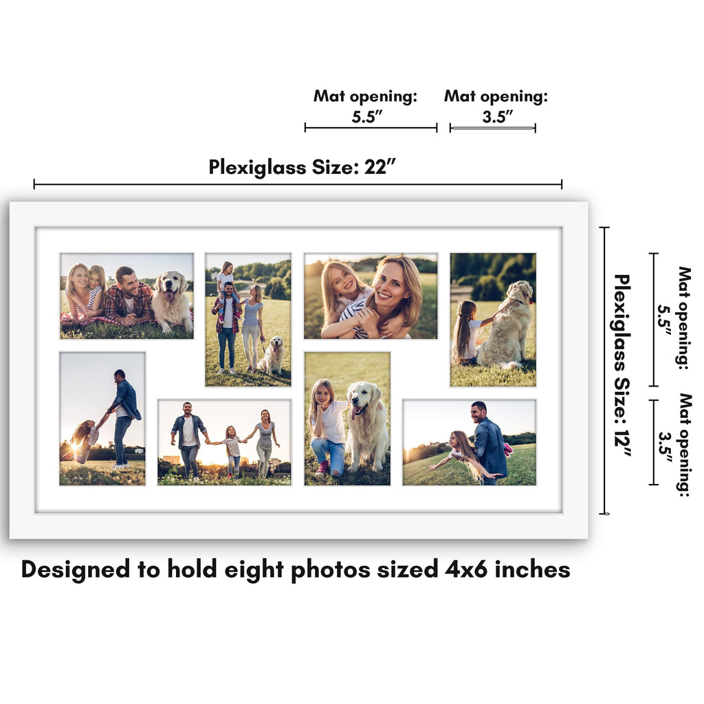 Americanflat 4x6 Double Picture Frame with Shatter-Resistant Glass - Fits Two 4x6 Photos or use as One 6x14 Frame - Signature Collection - Collage Frames for Tabletop and Wall Display - Black