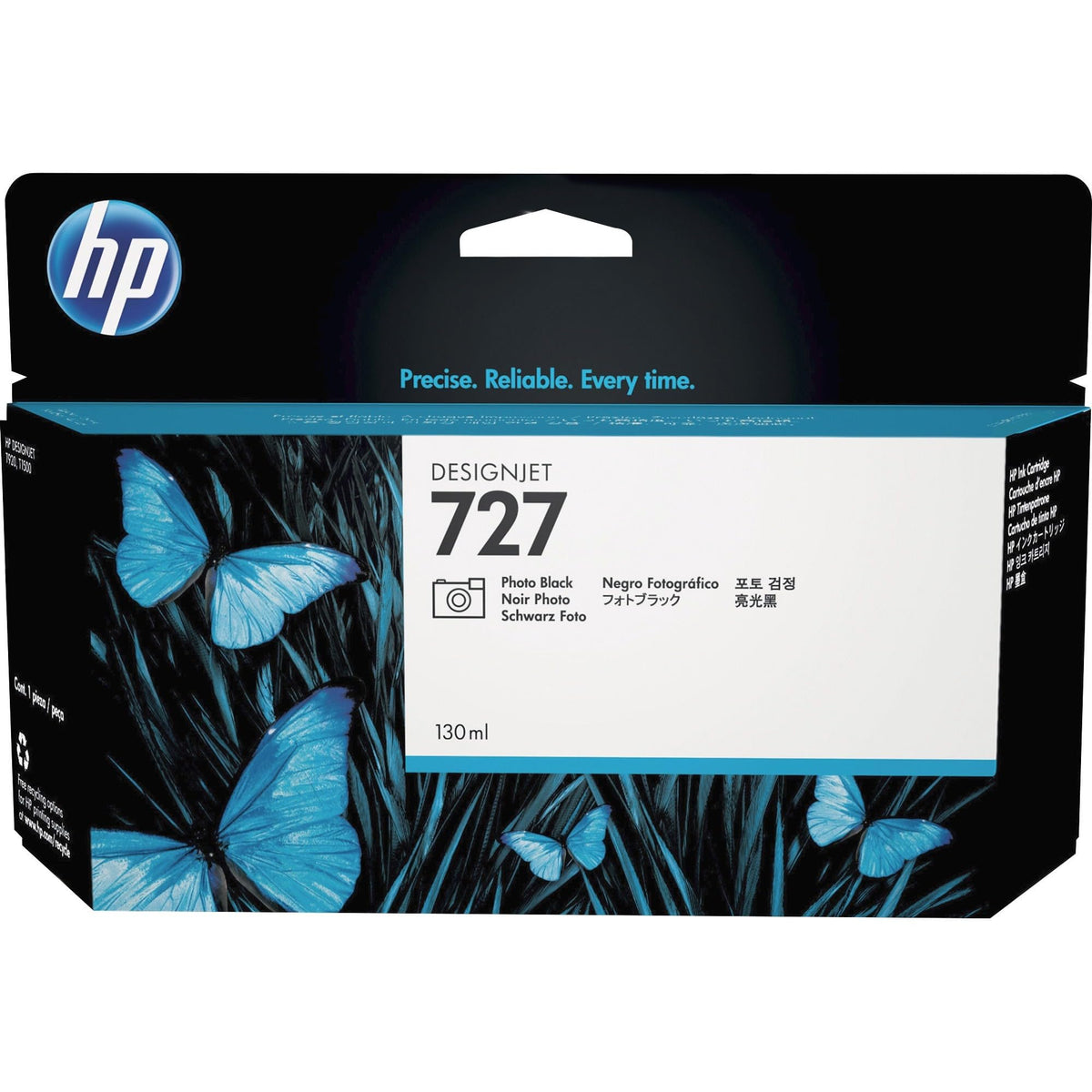 HP 727 Matte Black High-Yield Ink Cartridge, C1Q12A