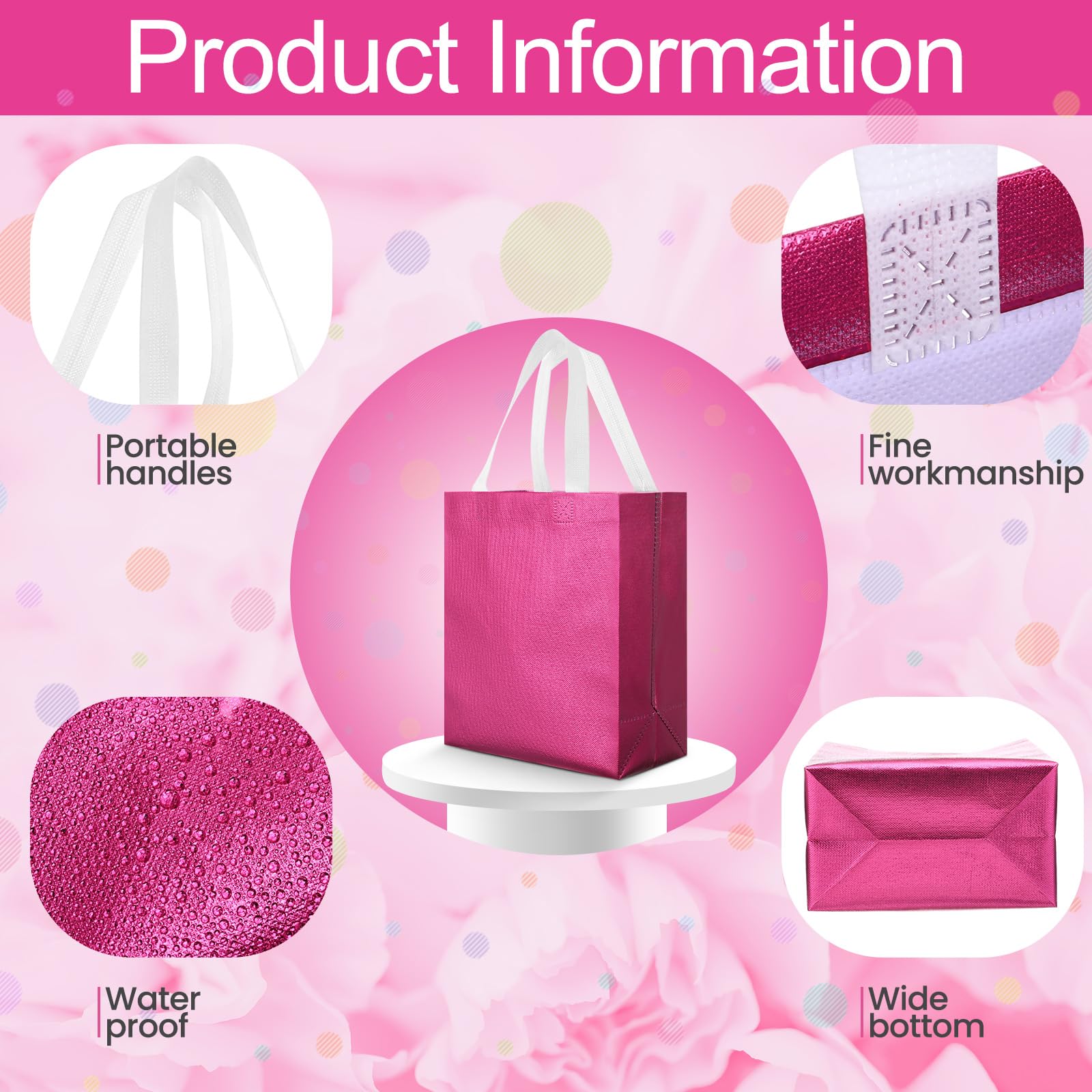 Eccliy 80 Pcs Reusable Gift Bags Set Glossy Grocery Gift Tote Bag with Hadnle for Wedding, Father's Day, Graduation, Summer Event (10 x 8 x 4.7 Inch,Black)