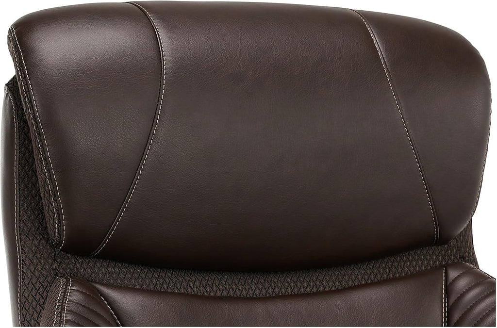 iComfort i6000 Series Big & Tall Ergonomic Bonded Leather High-Back Executive Chair, Brown/Silver