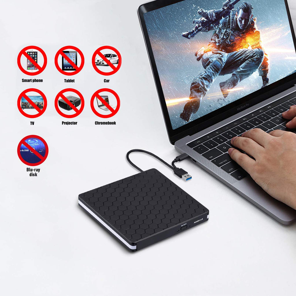 Amicool External USB-C USB 3.0 CD/DVD Drive Burner +/-RW, Ultra-Slim Portable DVD Player Writer Reader for Mac iMac MacBook, Windows 11/10/8 Linux, Laptop Desktop PC Computer Optical Drive