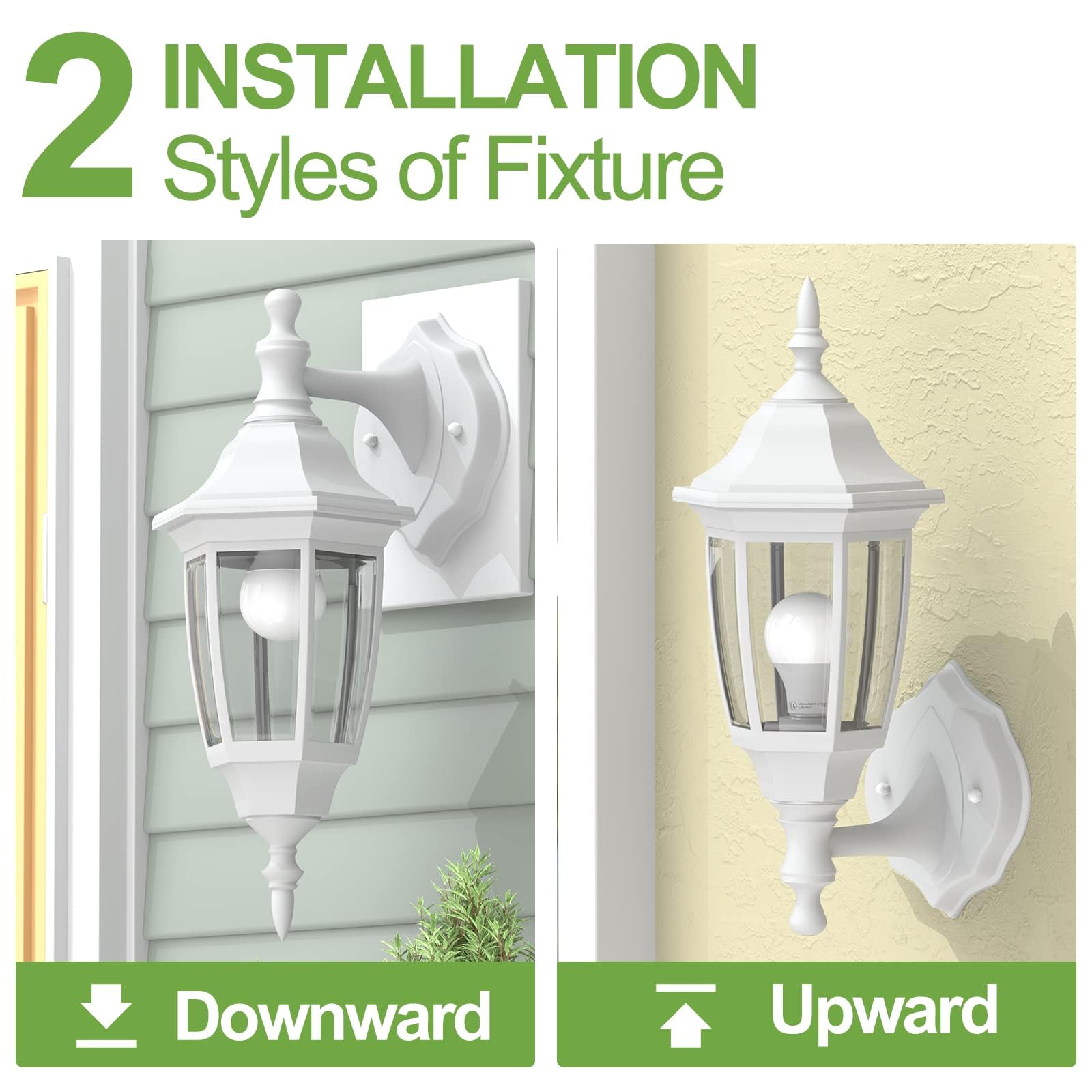 EMART Dusk to Dawn Plastic Outdoor Wall Light Fixtures with Bulbs, Waterproof and Anti-Corrosion Porch Sconces, Exterior Lanterns Wall Mount Lamp for Outside, Garage, Front Door, Patio, 1 Pack, Black