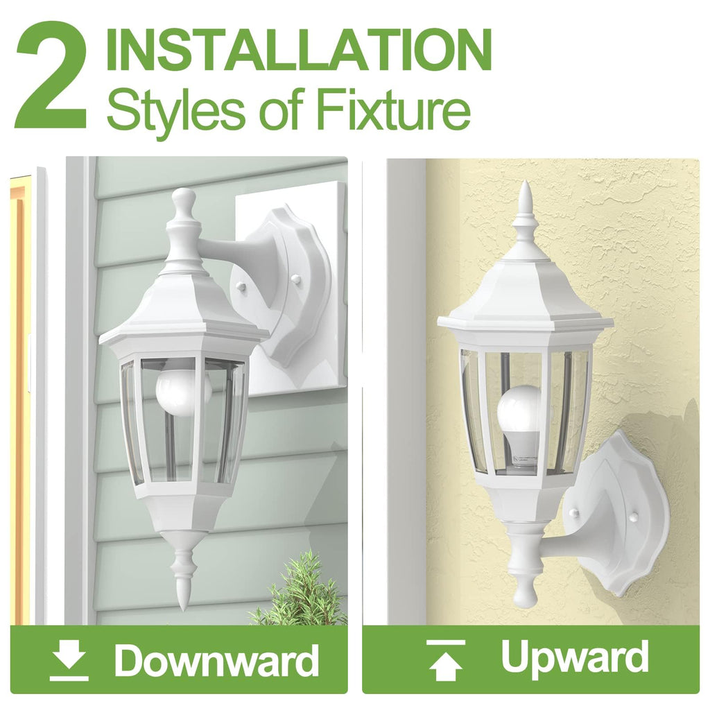 EMART Dusk to Dawn Plastic Outdoor Wall Light Fixtures with Bulbs, Waterproof and Anti-Corrosion Porch Sconces, Exterior Lanterns Wall Mount Lamp for Outside, Garage, Front Door, Patio, 1 Pack, Black