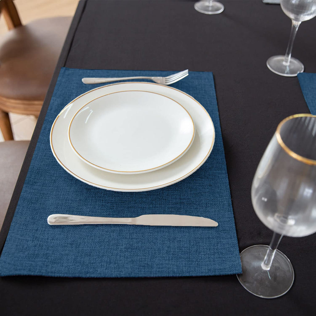 Cloth Placemats Set of 8, Linen Type Fabric Placemats Machine Washable Heat Resistant Placemats Wrinkle Free Thick Polyester Kitchen Place Mats for Dining Table (Beige)