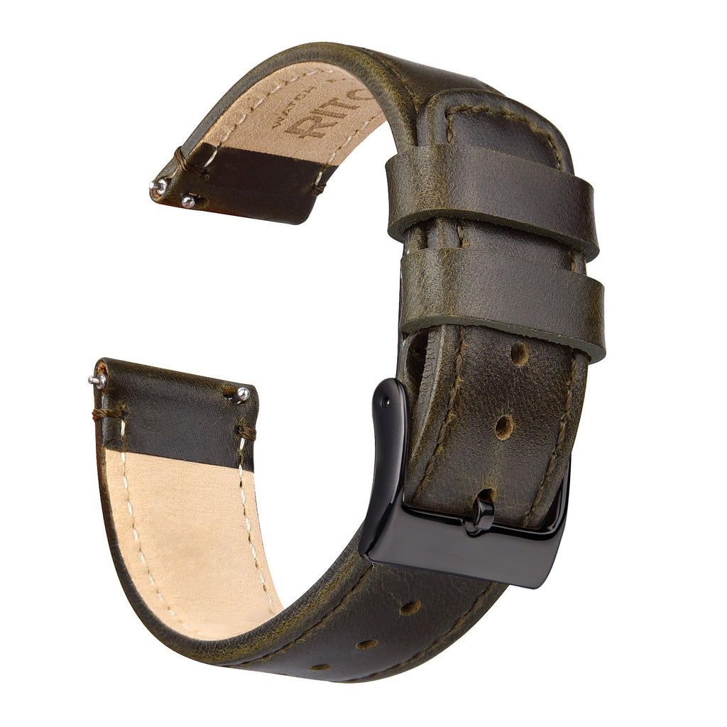 Ritche Christmas Gift Quick Release Leather Watch Band Leather Watch Strap 18mm 19mm 20mm 21mm 22mm 23mm or 24mm for Men and Women, White Elephant Gifts, Stocking Stuffers For Men