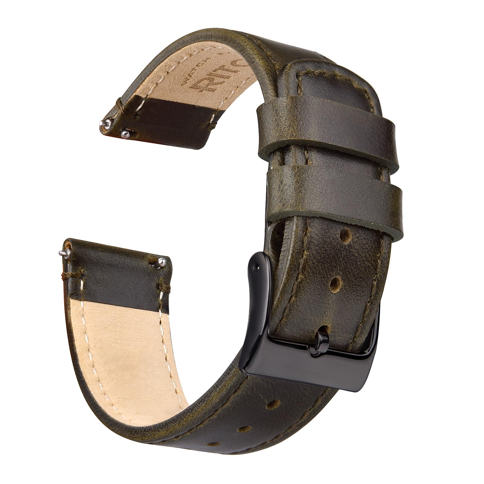 Ritche Christmas Gift Quick Release Leather Watch Band Leather Watch Strap 18mm 19mm 20mm 21mm 22mm 23mm or 24mm for Men and Women, White Elephant Gifts, Stocking Stuffers For Men