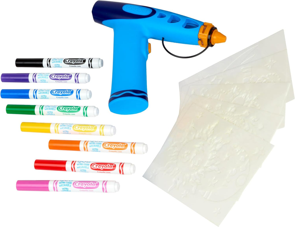 Crayola Marker Airbrush Spray Art Kit, Battery-Powered Sprayer with 8 Washable Markers & 5 Stencils, DIY Craft Set, Ages 6+