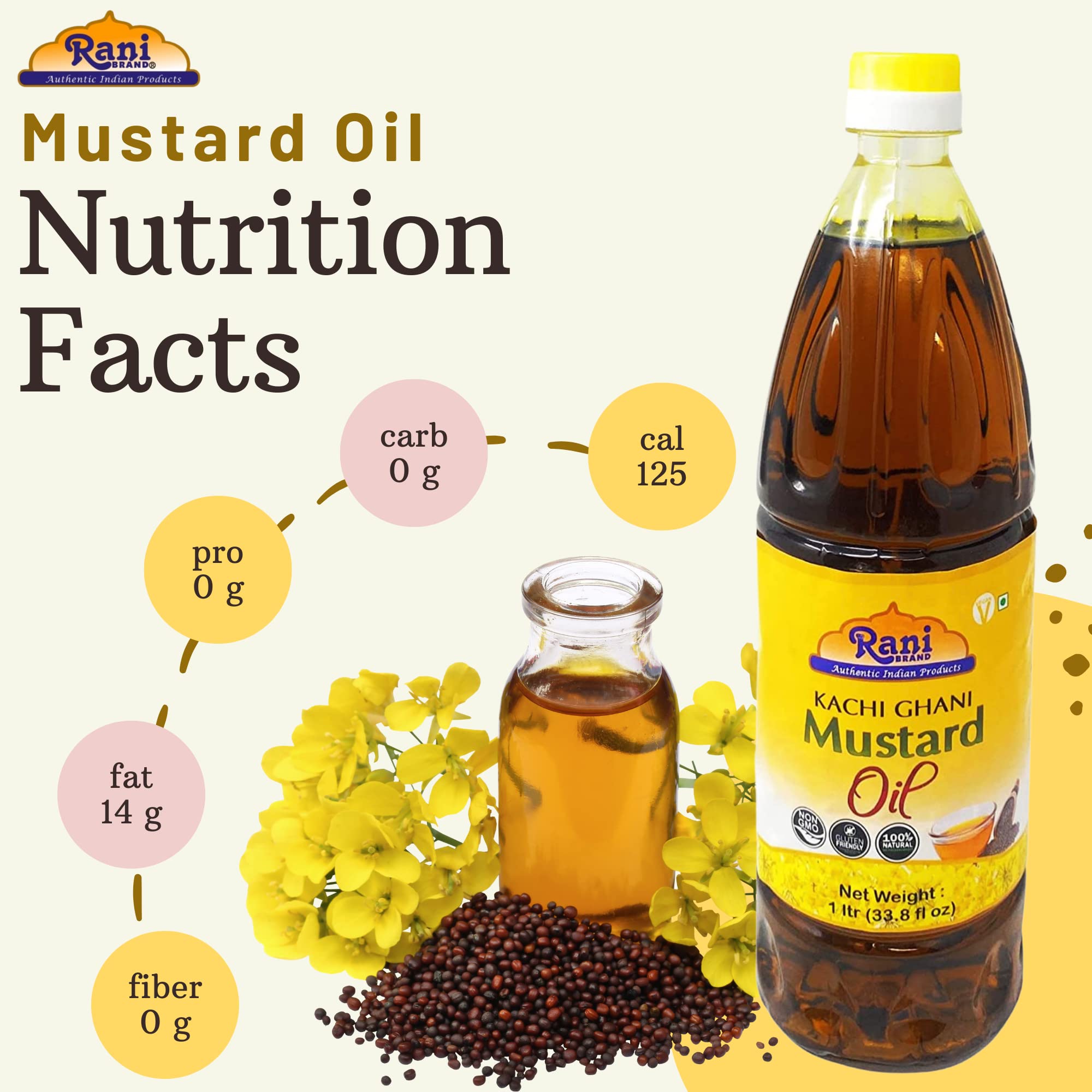 Rani Premium Oils Combo Set of 3 - Peanut Oil, Mustard Oil, Sesame Oil 16.9 Ounce (500ml) ~ Cold Pressed | 100% Natural | Kosher | NON-GMO | Vegan | Gluten Free