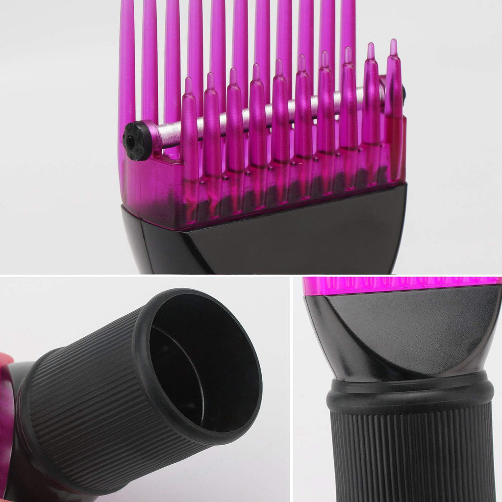 Segbeauty Blow Dryer Comb Attachment, Black Brush Attachments for Hair Dryer Concentrator Nozzle 1.69-1.76in and 2.12in, Pro Hairdressing Styling Salon Tool to Straighten Detangle Curly Natural Hair