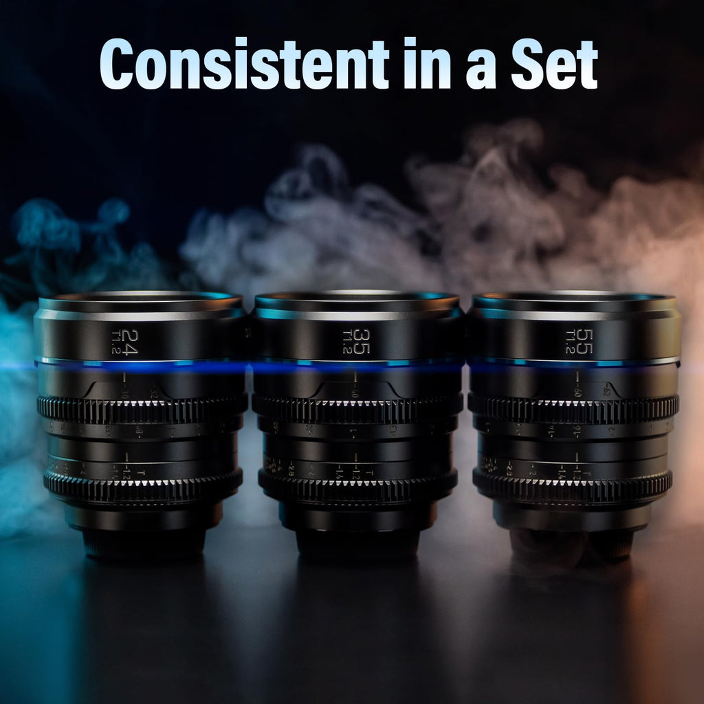 SIRUI Night Walker T1.2 Cine Lens Set, 16mm, 24mm, 35mm, 55mm, 75mm Large Aperture Manual Focus Lens (M4/3 Mount, Black)