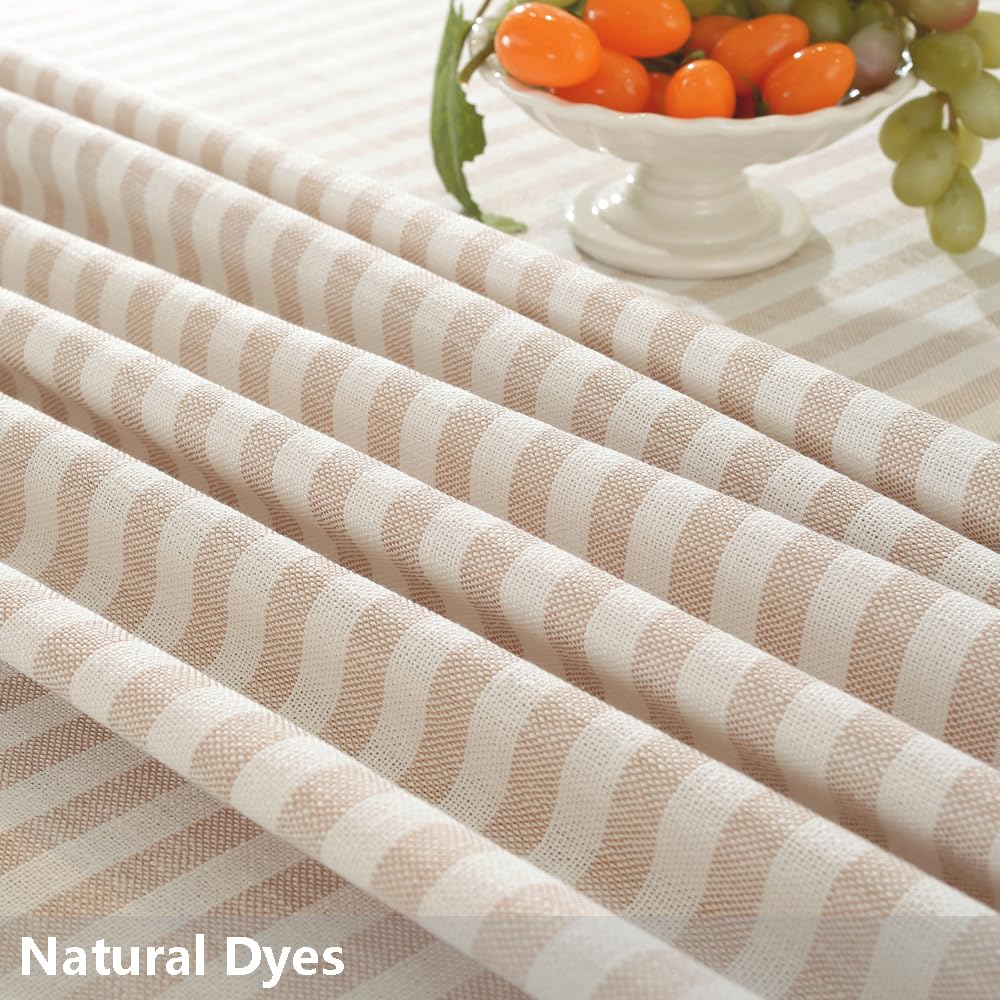 TruDelve Cotton Table Cloth Square Tables Beige Striped Tablecloths Fall Outdoor Tablecloth for Picnic Table Cover (Beige,55"x55",Square)