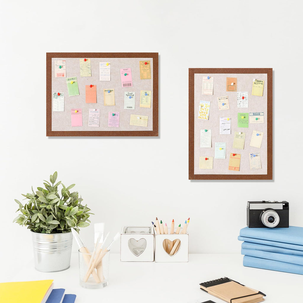 Felt Bulletin Board, 15.7''X 11.8'' corkboard Pin Board for Bedrooms Offices Home Wall Decoration, Self Adhesive Cork Board with 35 Push Pins for Paste Notes, Photos, Schedules (2 Pack)