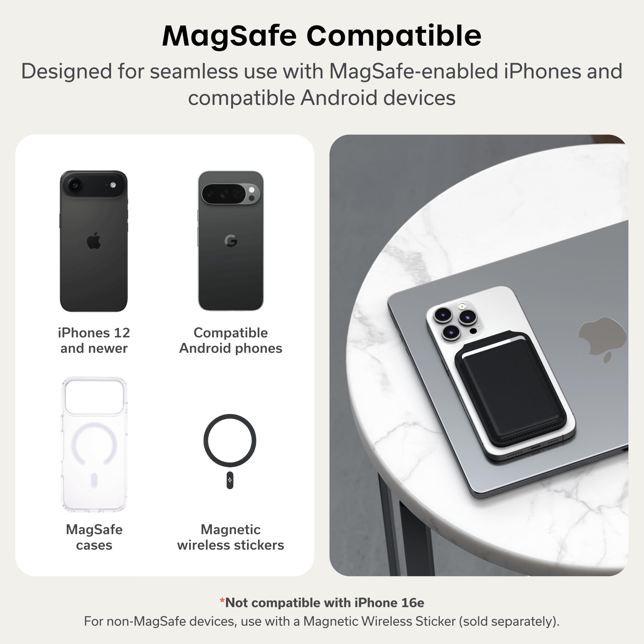 Satechi Magnetic Magsafe Wallet, Double Flap Stand Card Holder, 4 Slots with Front NFC Pass-Through, Adjustable Phone Attachment for iPhone 17/16/15/14/13/12, Travel Accessory