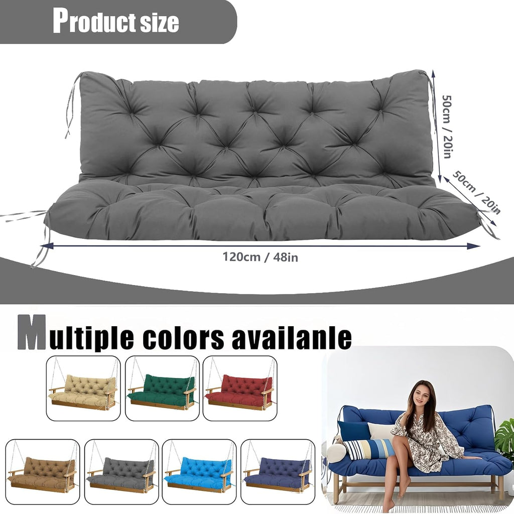 Porch Swing Cushions +Towel, 5" Thick Waterproof Swing Cushions for Outdoor Furniture,3 Seat Swing Cushion Replacement for Patio Swing,Outdoor Swing,Garden Bench