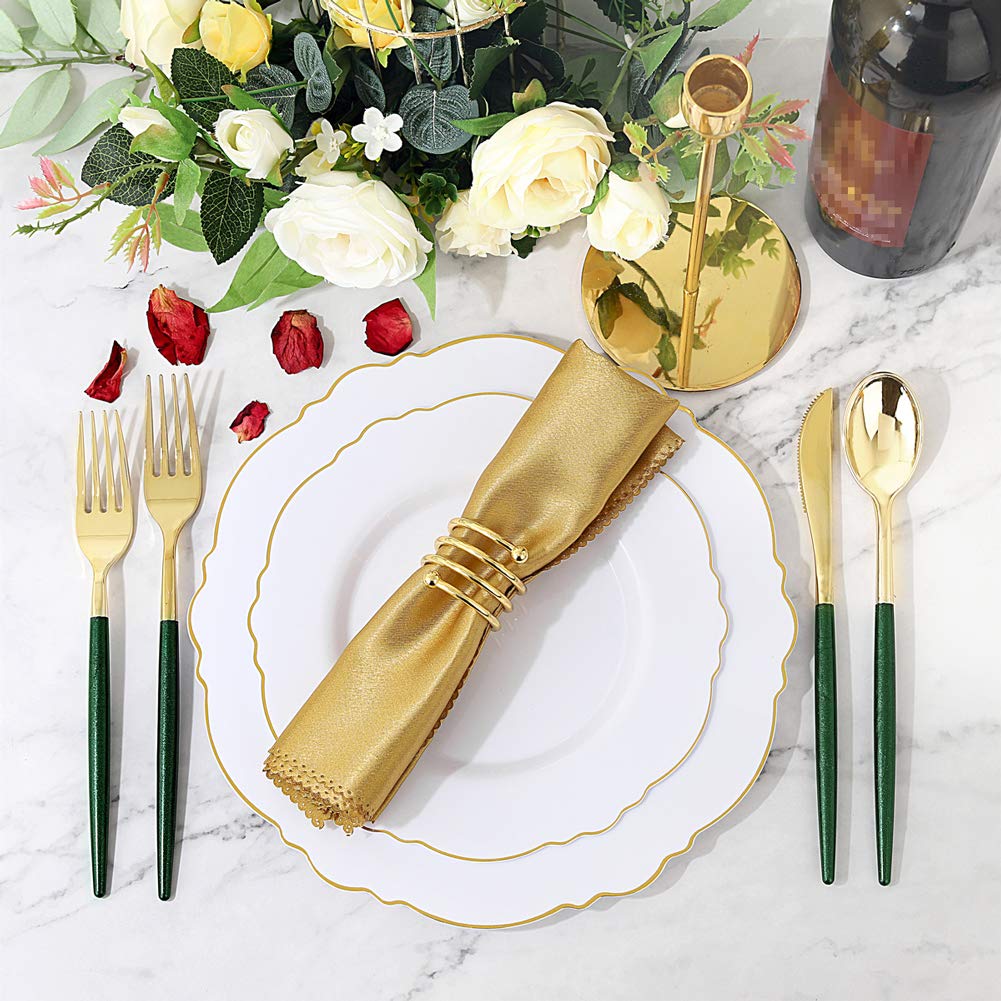 Supernal 102 Pcs Black and Gold Plastic Silverware Set,Heavy Duty Gold Disposable Cutlery for 34 Guests (34 Forks,34 Spoons,34 Knives),Elegant Plastic Flatware for Weddings,Parties & Upscale Events