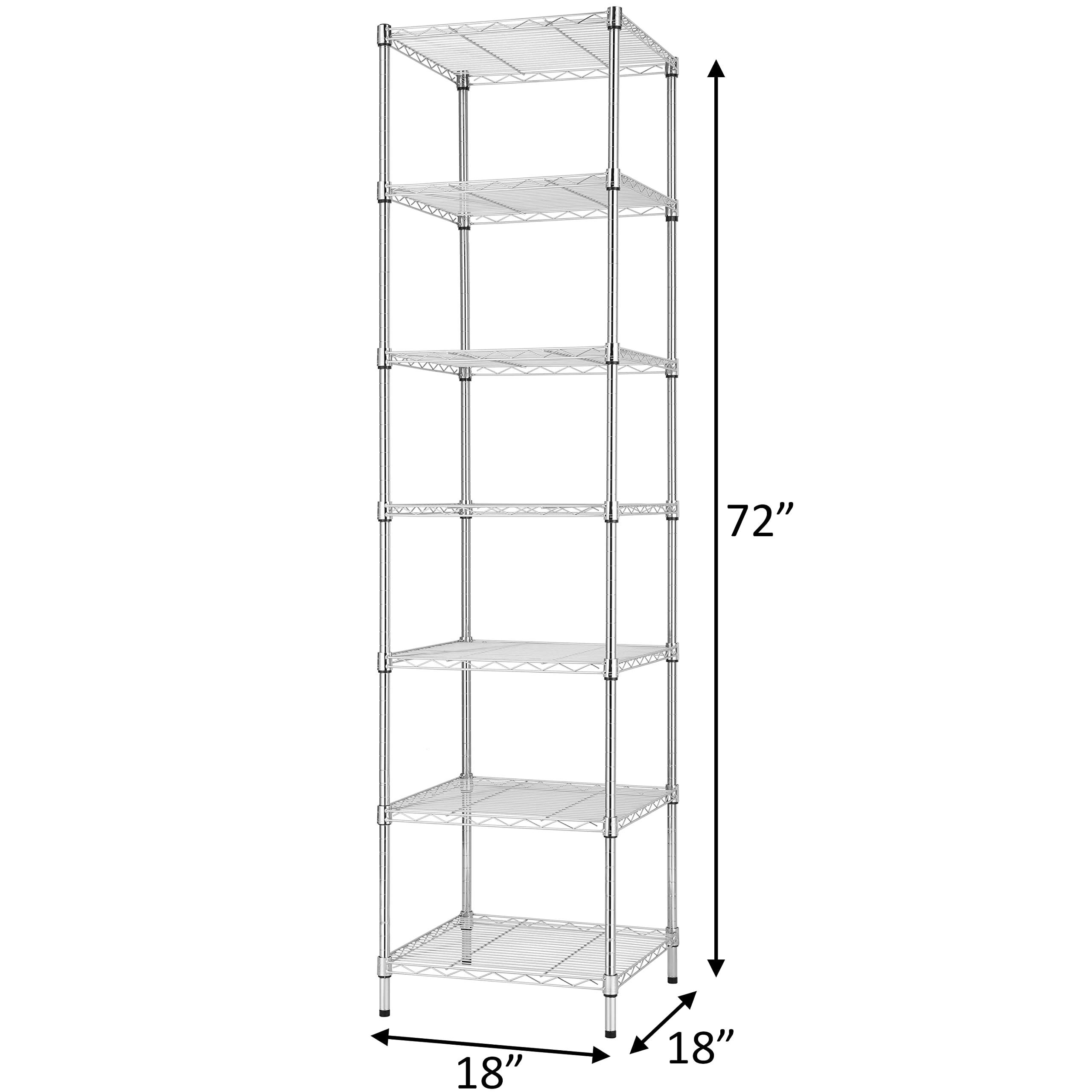 Finnhomy Heavy Duty 5 Tier Wire Shelving Unit, 18x18x59-inches 5 Shelves Storage Rack, Metal Shelving with Thicken Steel Tube, NSF Certified, Chrome