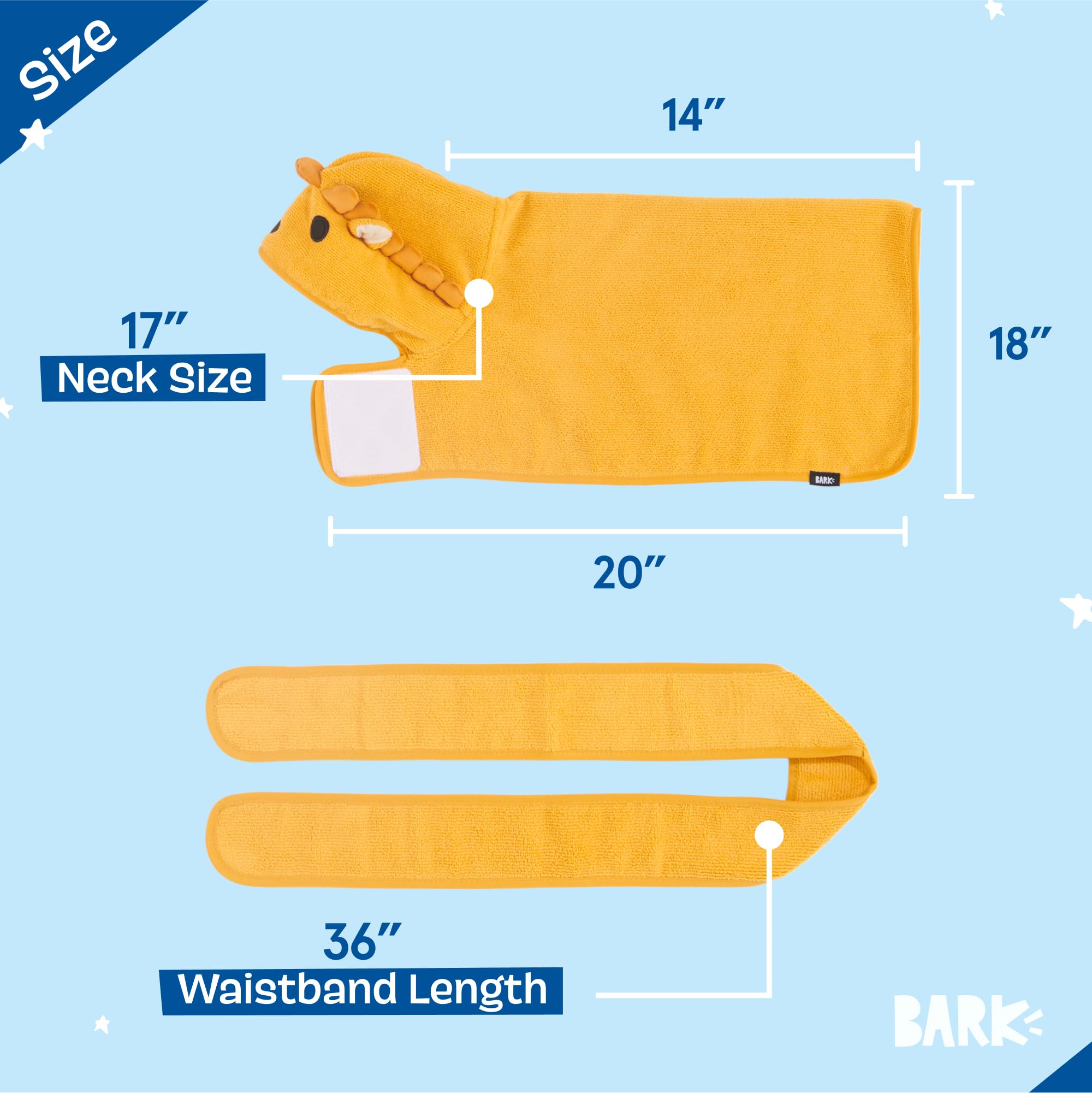 Barkbox Dog Bathrobe Fast Drying with Hook and Loop Closure & Wrap Tie Snuggle, Cute Dogs Clothes, Easy to Clean, Machine Washable, Dog Coats and Tumble Dry Low - Bunny, Medium