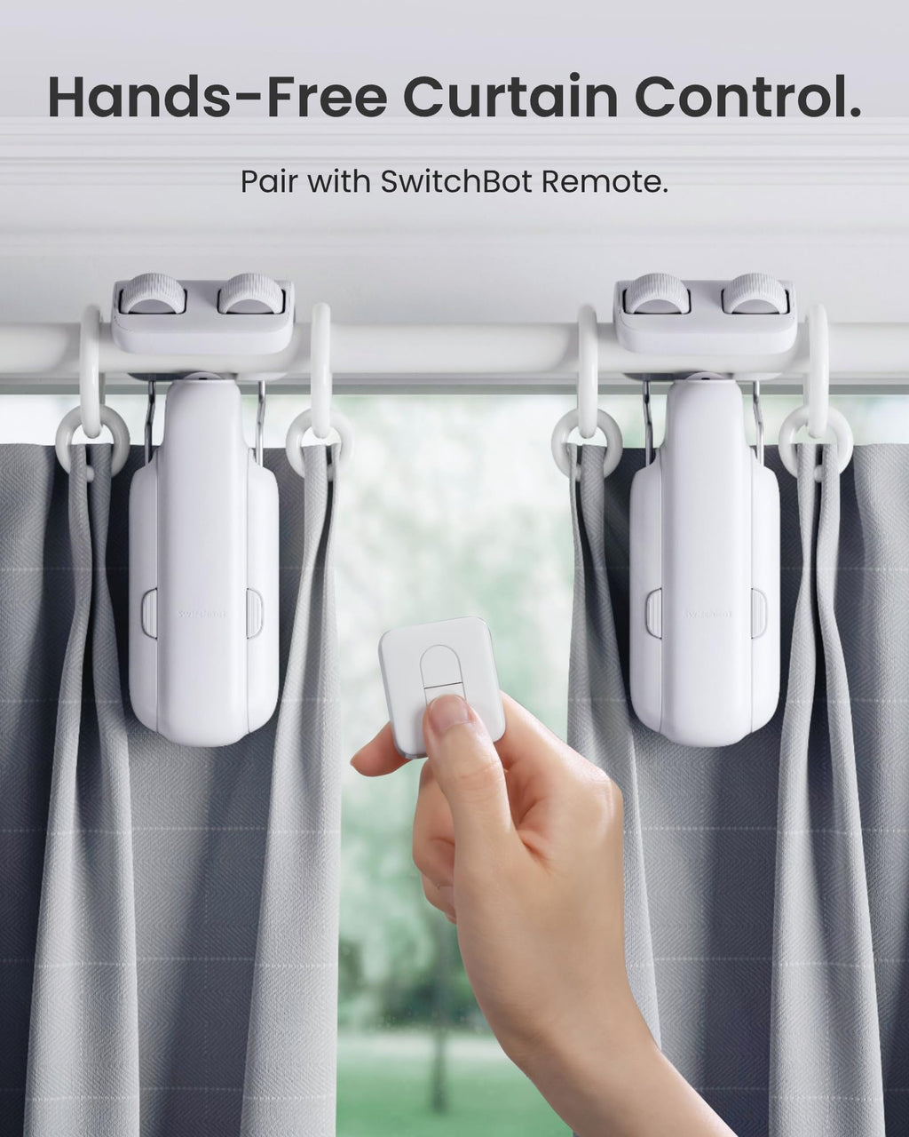 SwitchBot Smart Automatic Curtain Opener 2 Packs with Hub3 - Bluetooth Remote Control with App/Timer, High-Performance Motor, Unlimited Power, Add Hub to Compatible with Alexa, Google Home, HomeKit